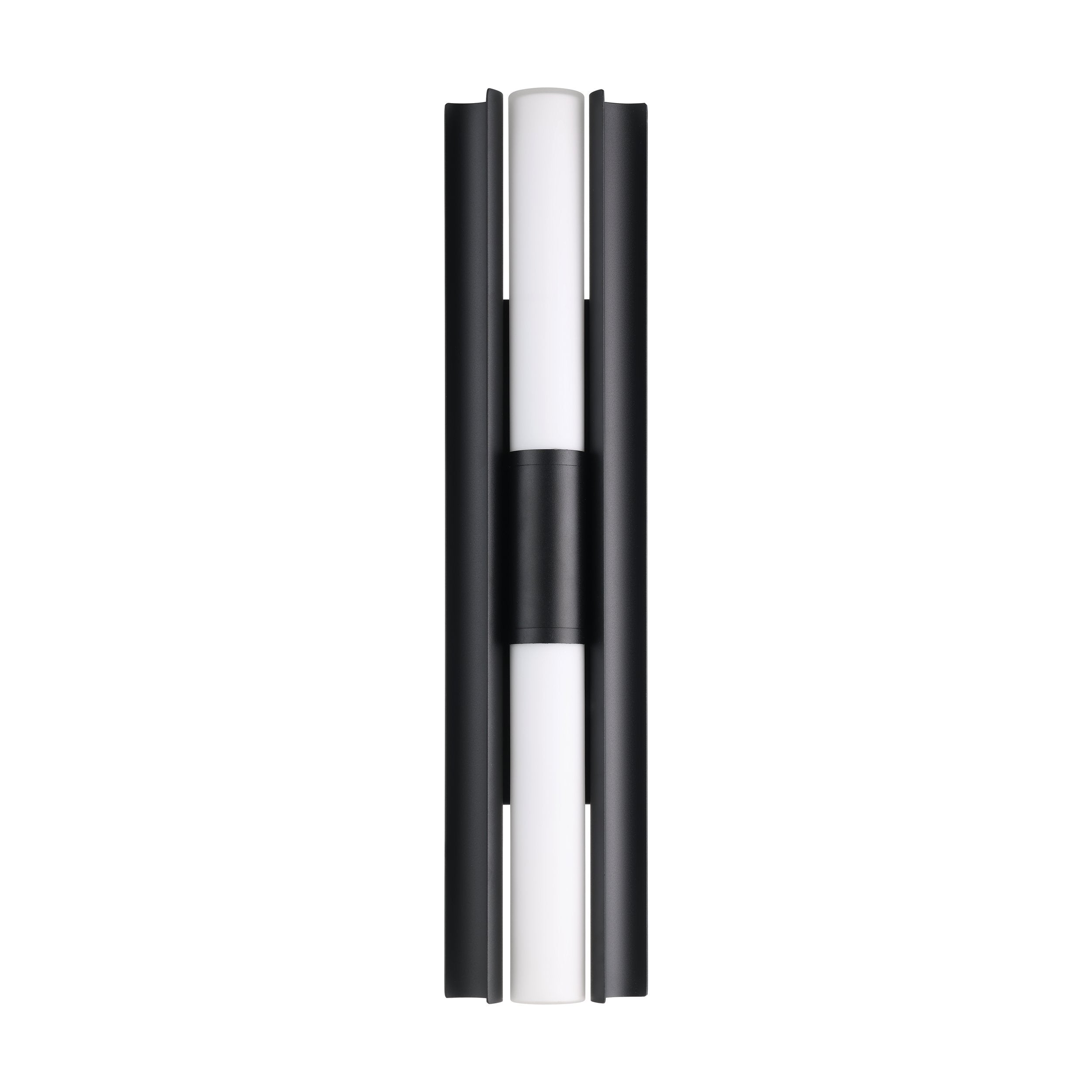 Colton 24-inch 2-light Textured Black 5CCT LED Vanity Light with Etched Opal Glass Shades