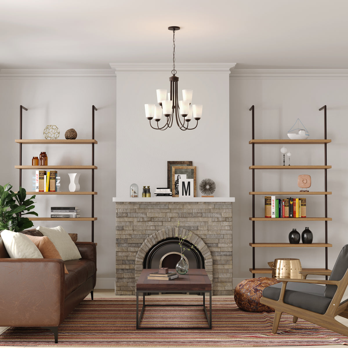 23.25'' Ivey Lake Rubbed Bronze 9 Light Chandelier