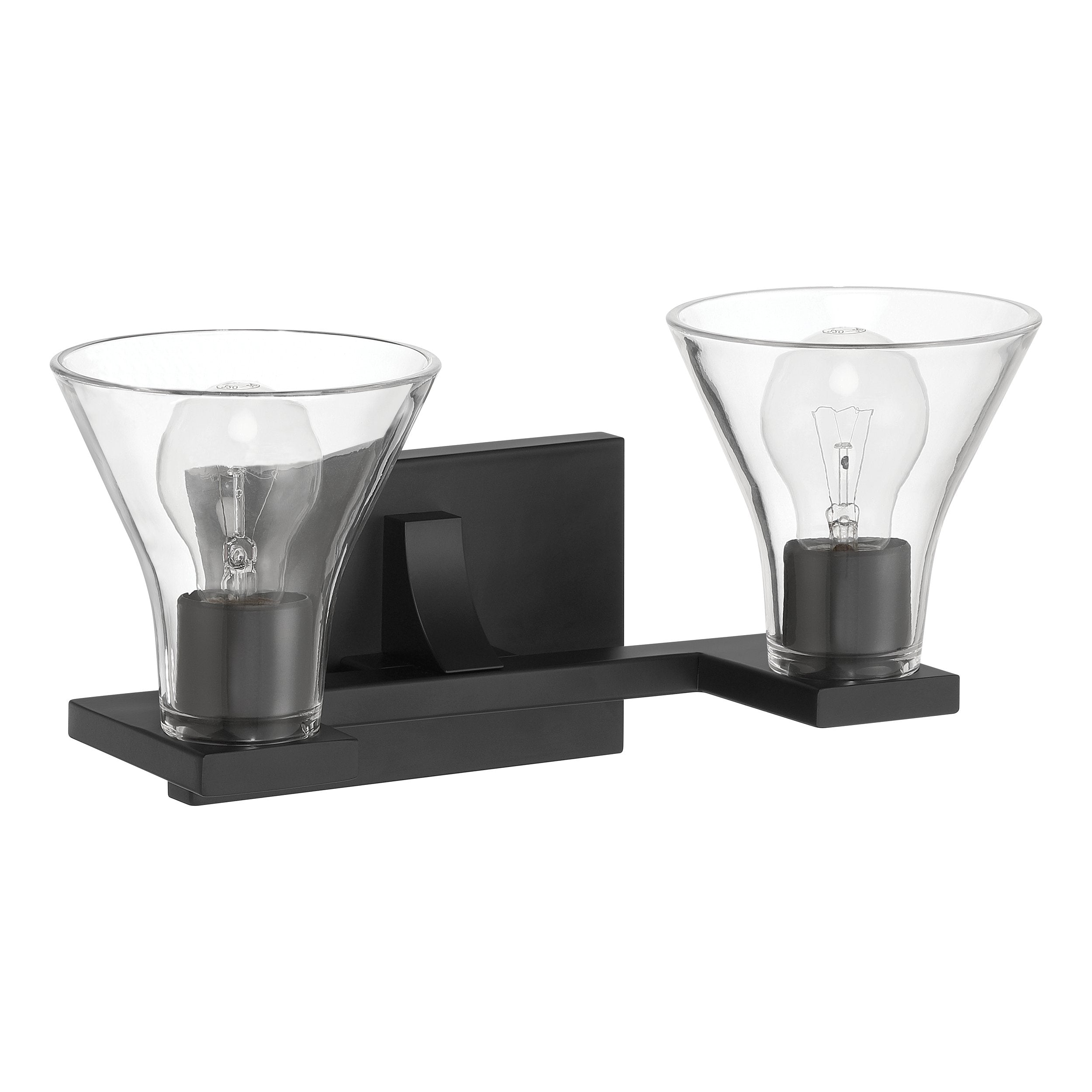 Gilford 14-inch 2-light Matte Black Vanity Light with Clear Glass Shades