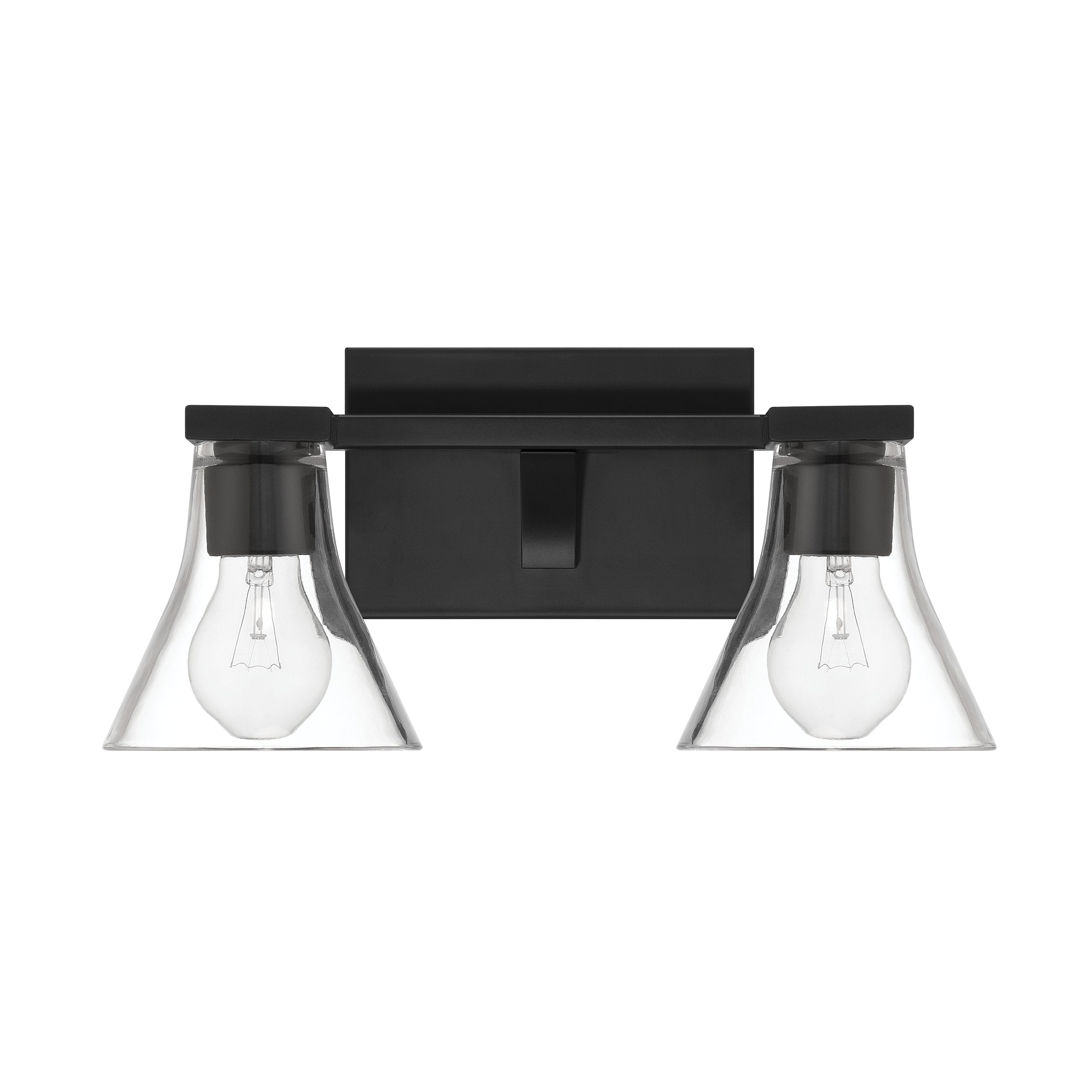Gilford 14-inch 2-light Matte Black Vanity Light with Clear Glass Shades