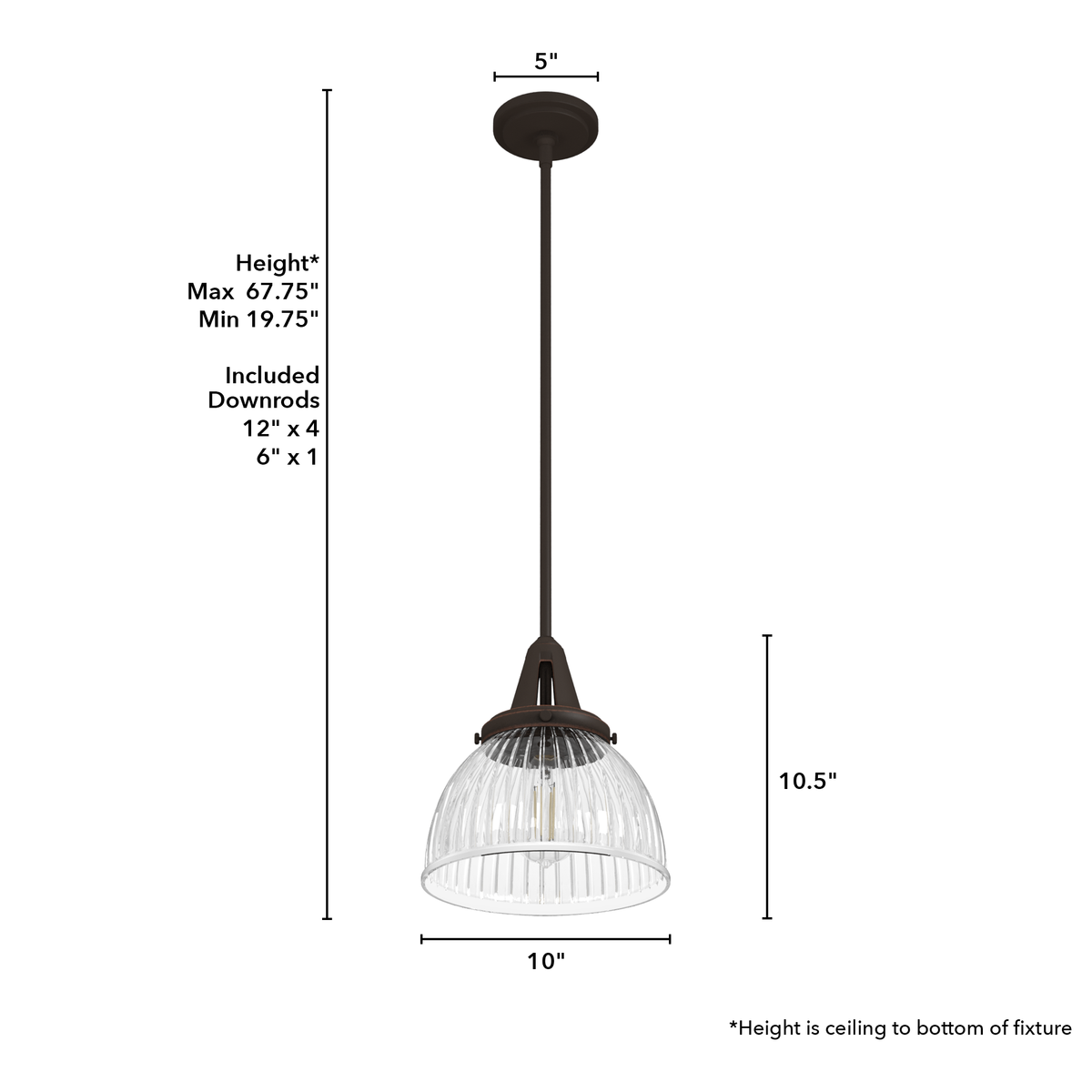 Cypress Grove 10-inch 1-light Onyx Bengal Industrial Pendant with Clear Holophane Glass