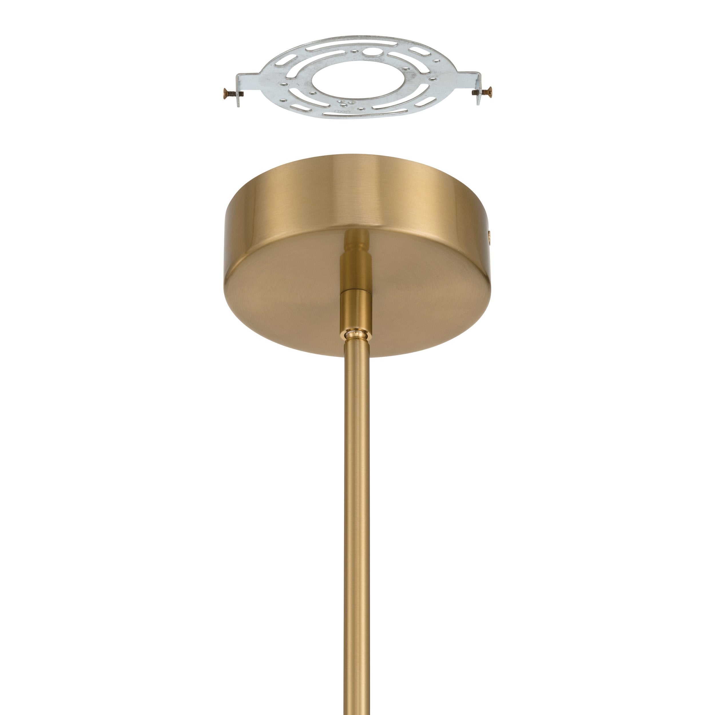Calle 28-inch 6-light Brass LED Chandelier with Gold Leaf Hand Pressed Glass Shades
