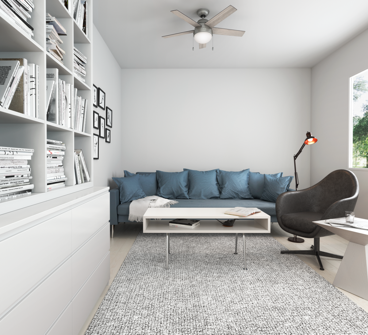 46 inch Anslee Matte Silver Ceiling Fan with LED Light Kit and Pull Chain