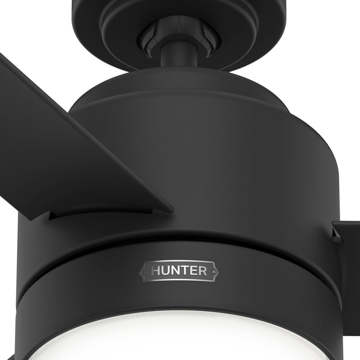 44 inch Gilmour Matte Black Damp Rated Ceiling Fan with LED Light Kit and Handheld Remote