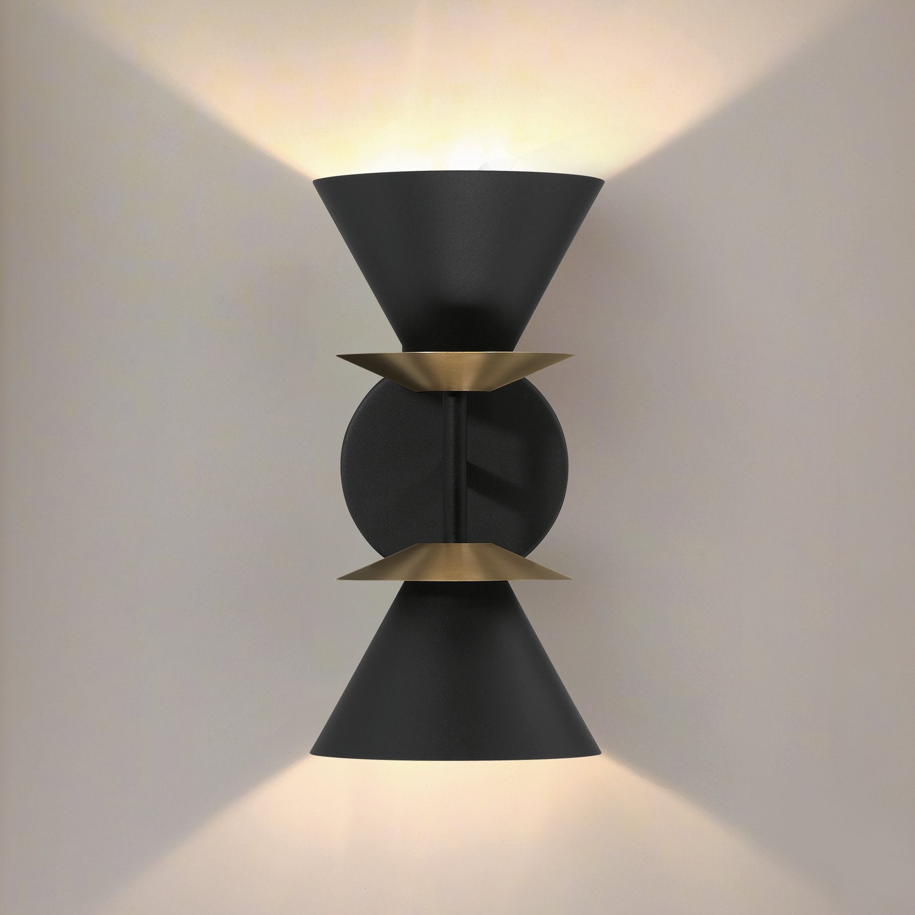 Tremolo 12-inch 2-light Textured Black and Champagne Gold Wall Sconce