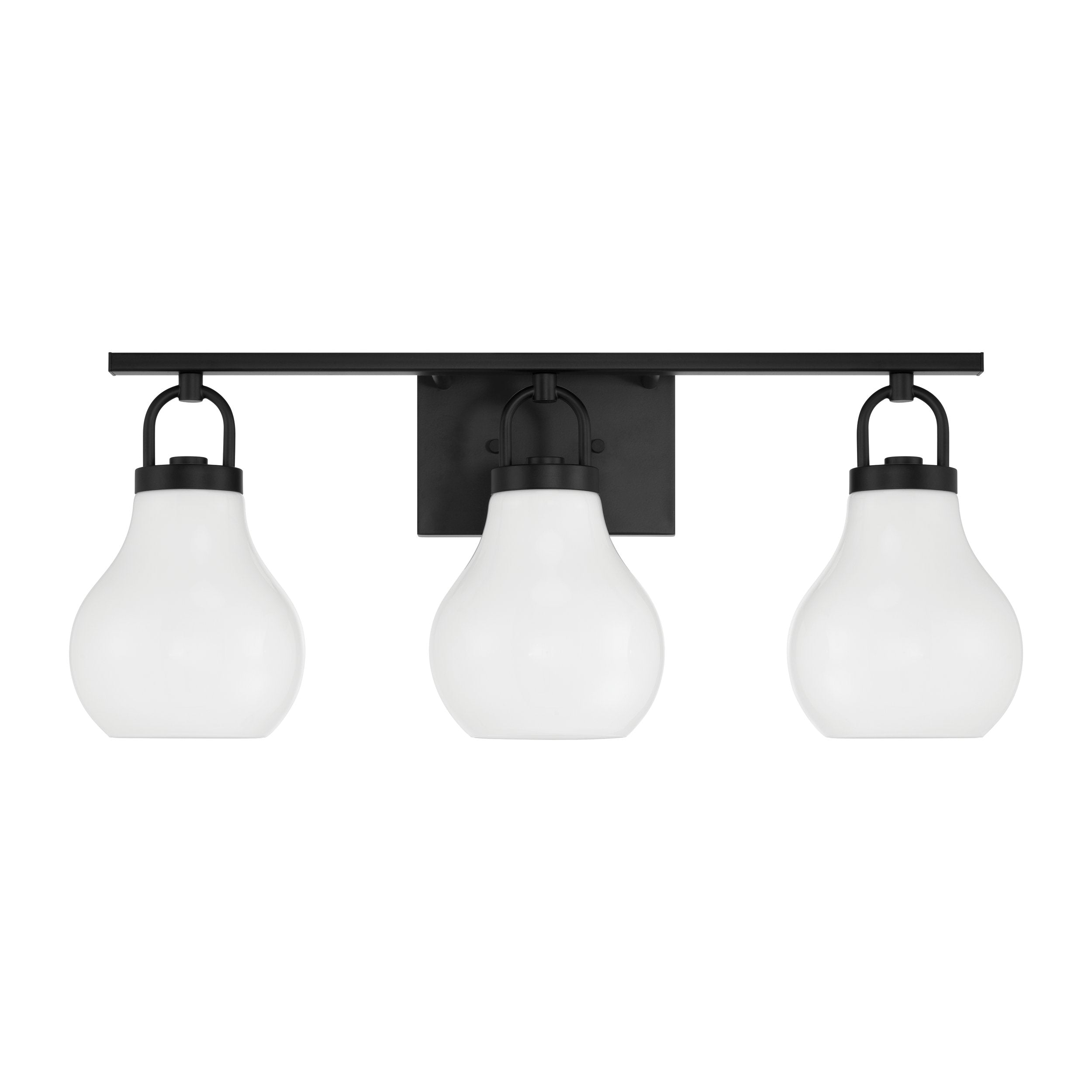 Mansfield 24-inch 3-light Matte Black Vanity Light with Opal Glass Shades