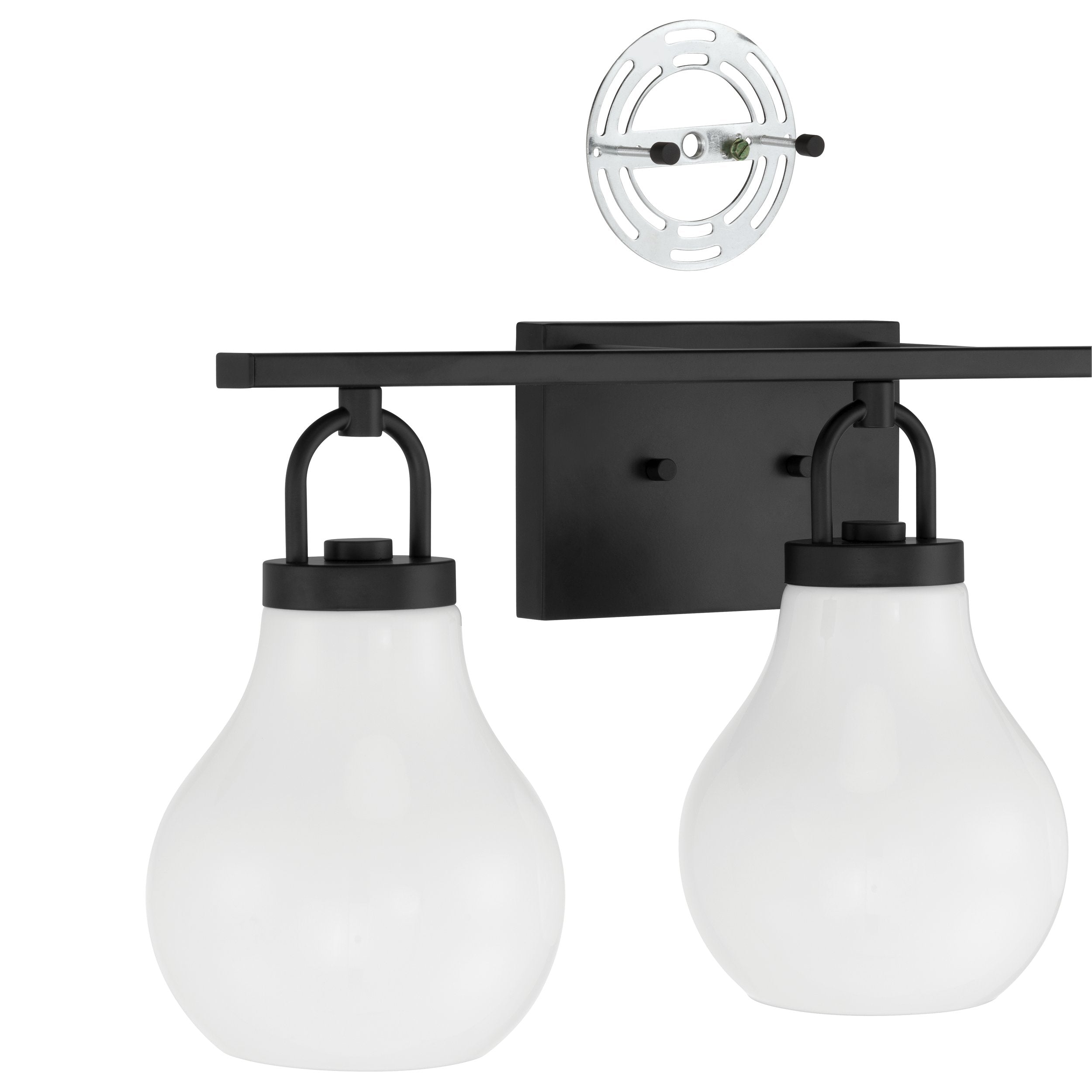 Mansfield 24-inch 3-light Matte Black Vanity Light with Opal Glass Shades