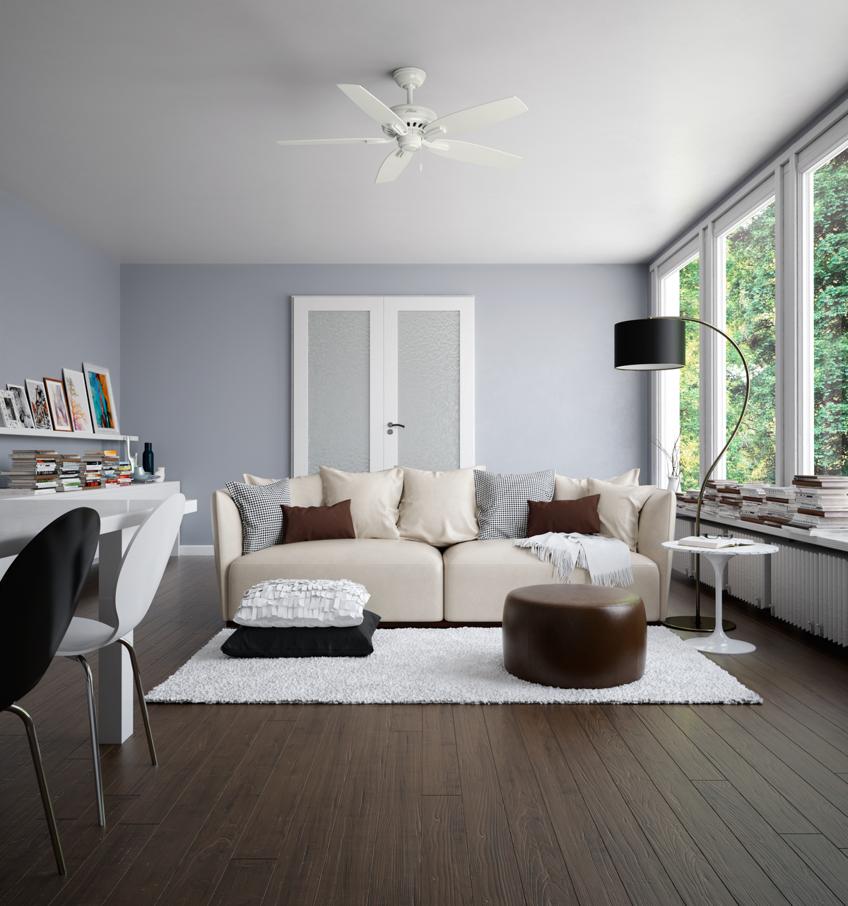 52 inch Newsome Fresh White Ceiling Fan and Pull Chain