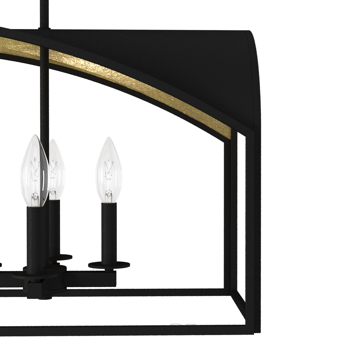 Dukestown 41-inch 8-light Natural Black Iron and Gold Leaf Linear Chandelier