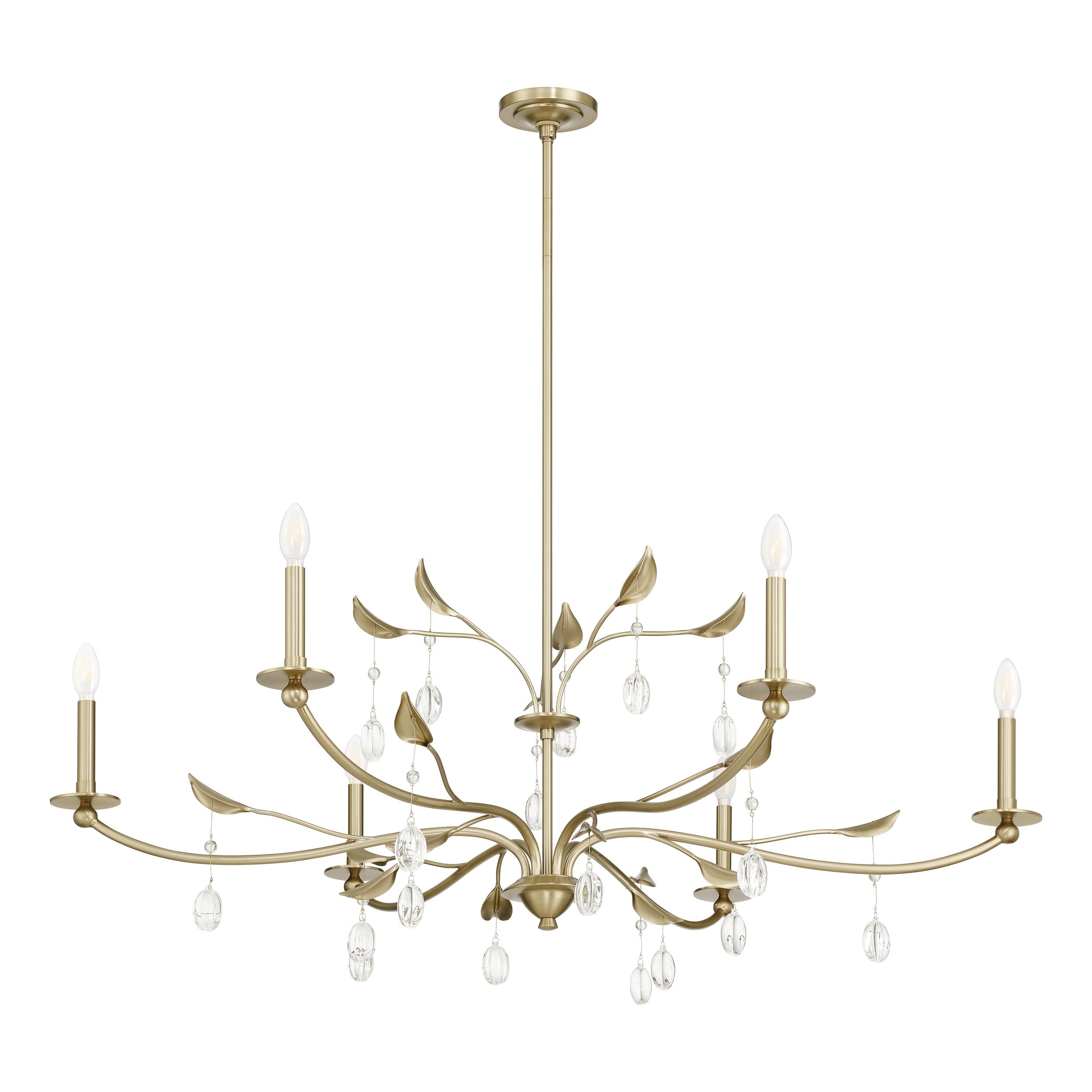 Presley 48-inch 6-light Champagne Gold Chandelier with Clear Glass Drops