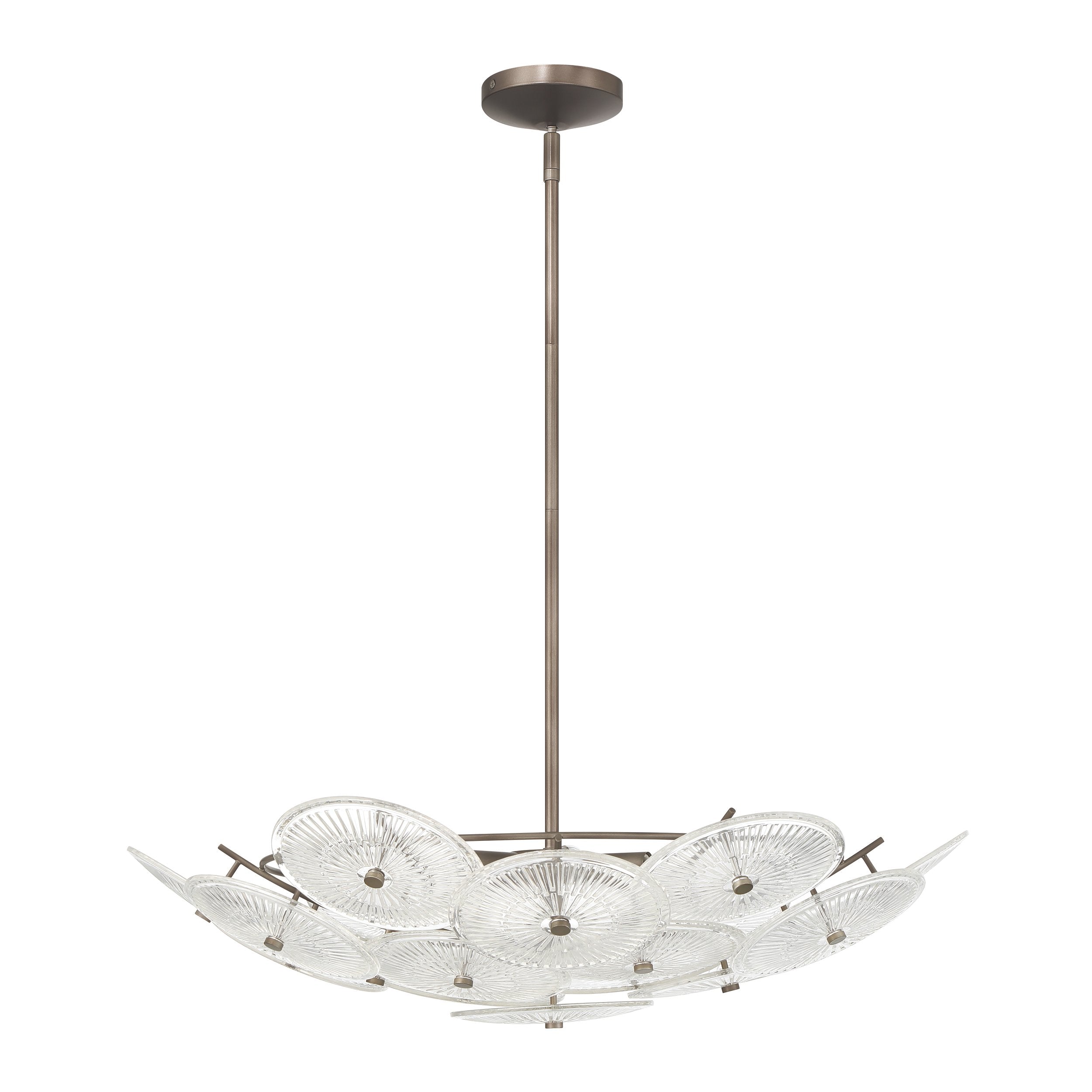 Avril 29-inch 6-light Forged Bronze Chandelier with Clear Starburst Glass Shade