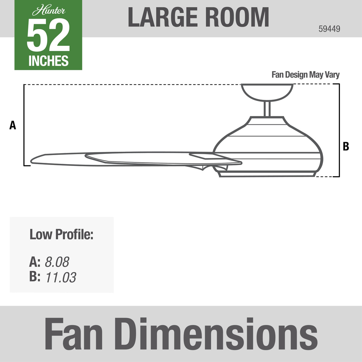 52 inch Dempsey Noble Bronze Low Profile Ceiling Fan and Handheld Remote