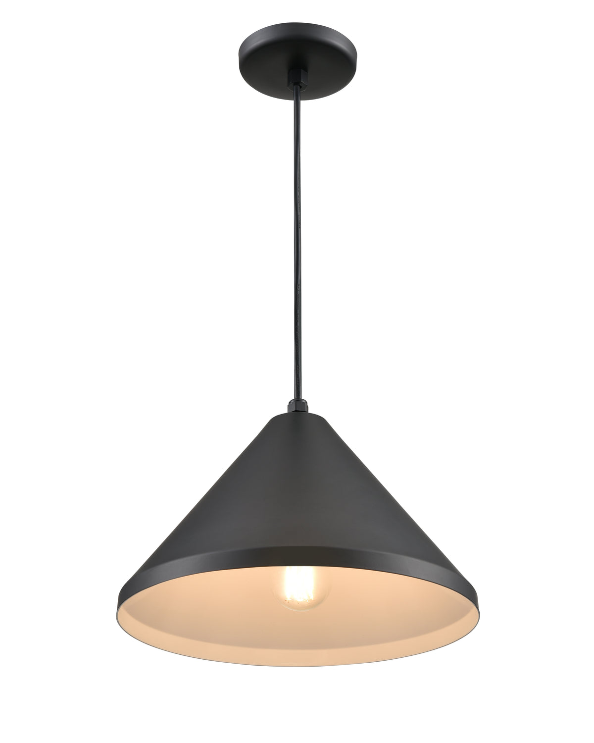 13 x 8.75-inch R Series Satin Black 1-Light Black Glass Cone Pendant Light