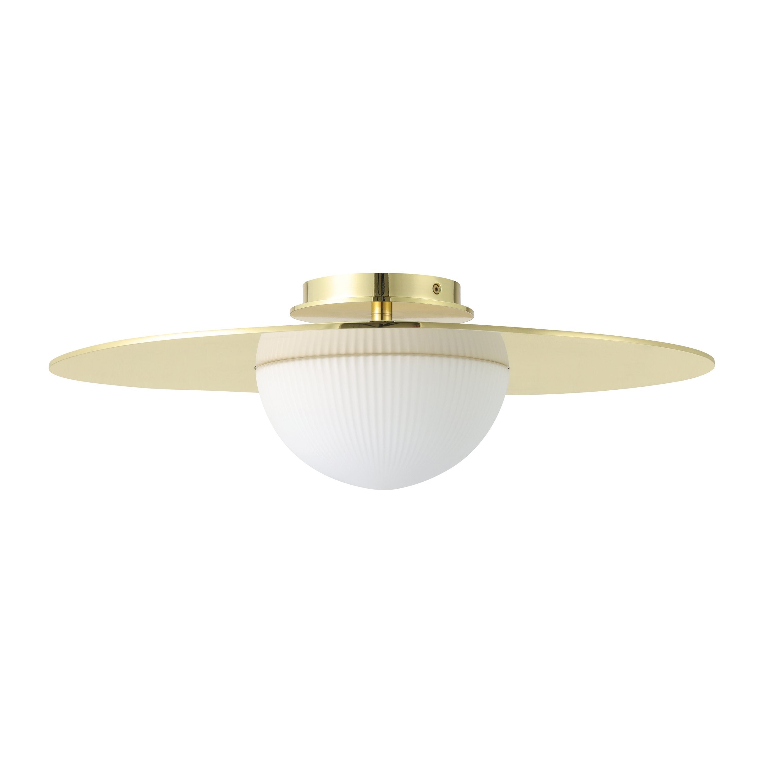 Solstice 22-inch Polished Brass 5CCT LED Convertible Pendant with Opal Ribbed Glass Shade