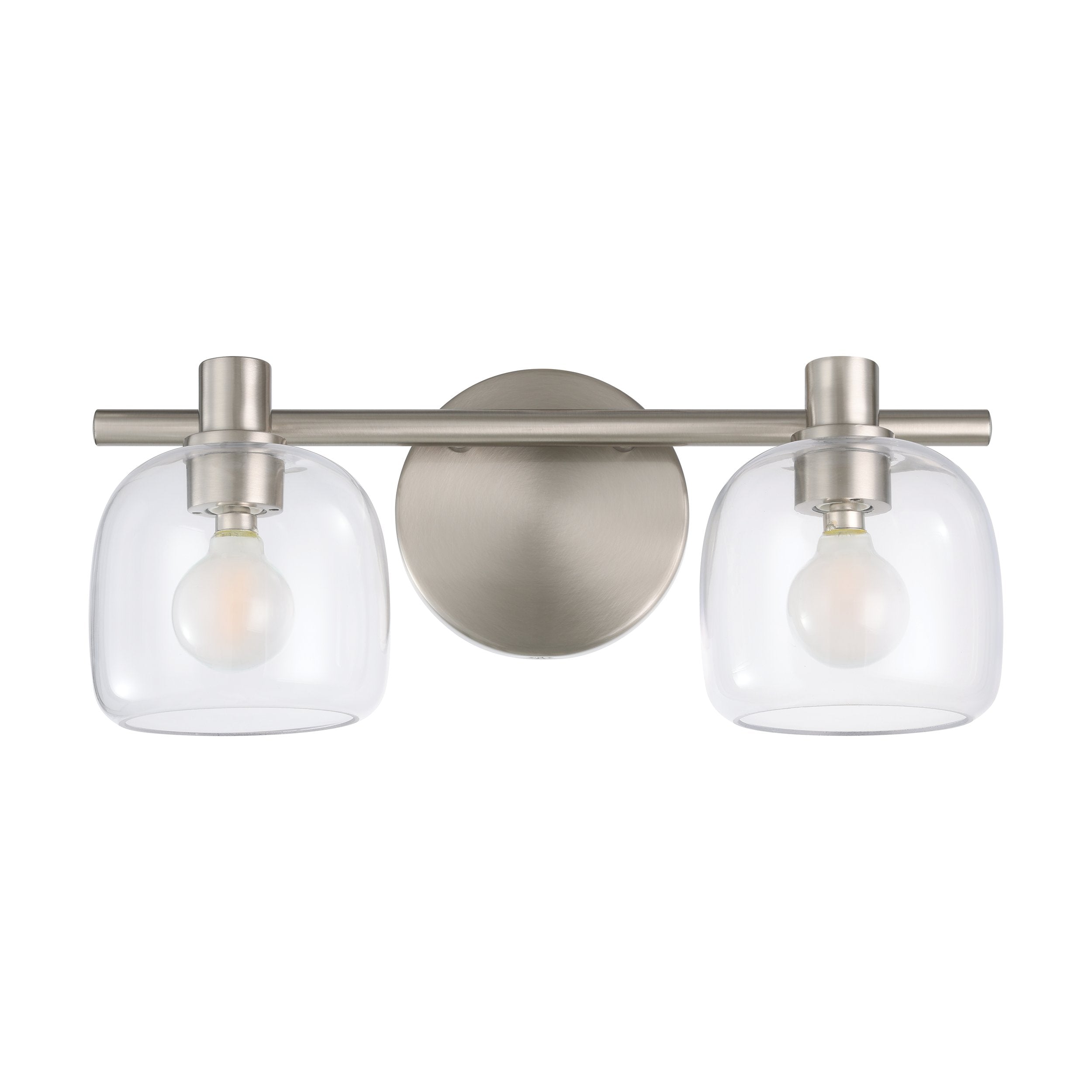 Valentina 15-inch 2-light Brushed Nickel Vanity Light with Clear Glass Shades