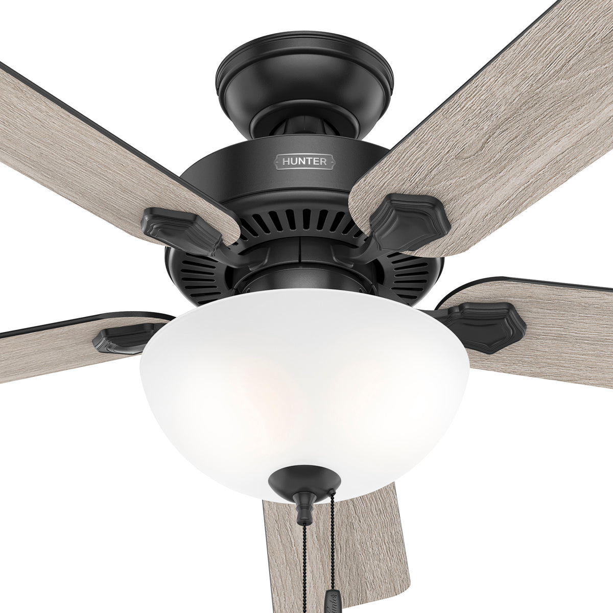 52 inch Swanson Matte Black Ceiling Fan with LED Light Kit and Pull Chain