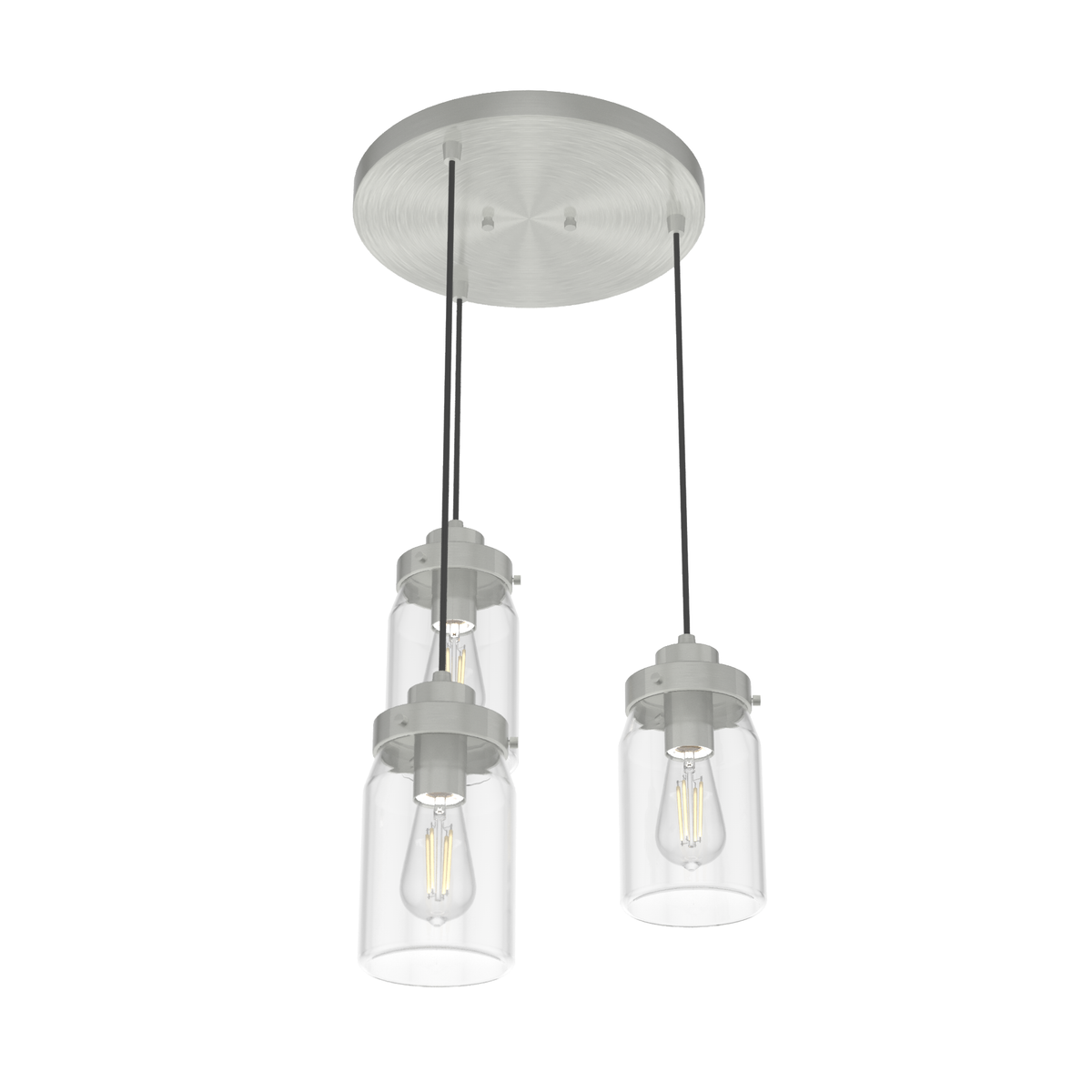 Devon Park 14.5-inch 3-light Brushed Nickel Round Pendant Cluster with Clear Glass