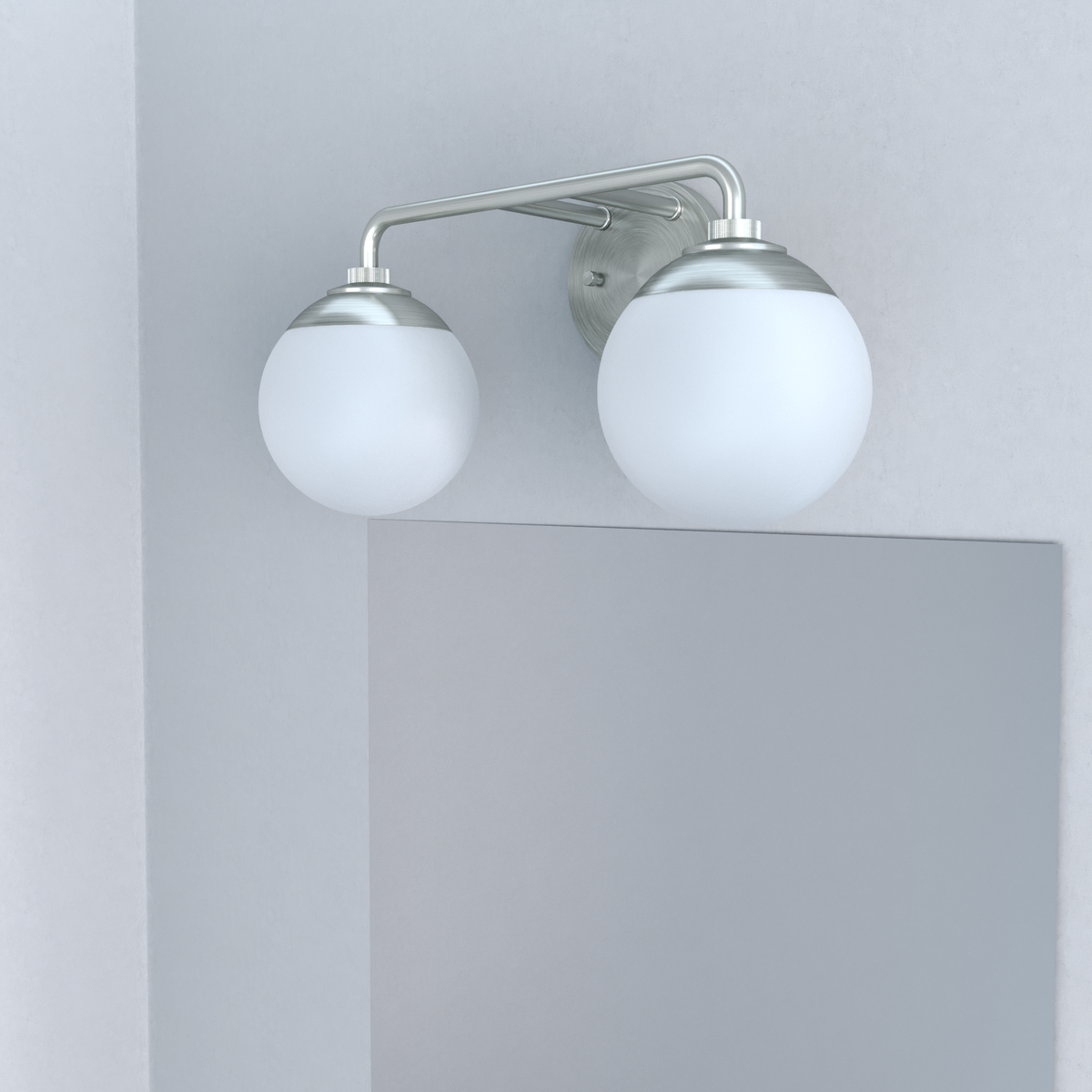 Hepburn 18-inch 2-light Brushed Nickel Vanity Light with Cased White Glass