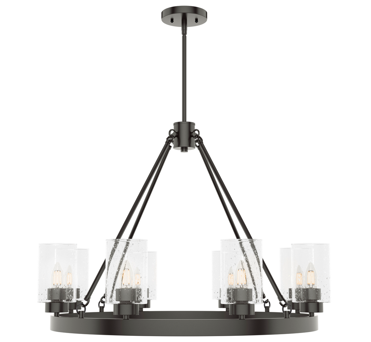 Hartland 32-inch 8-light Noble Bronze Chandelier with Seeded Glass