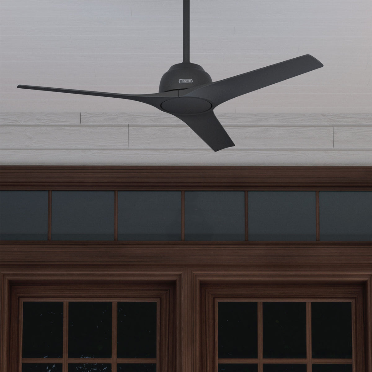 52 inch Gallegos Matte Black Damp Rated Ceiling Fan and Wall Control