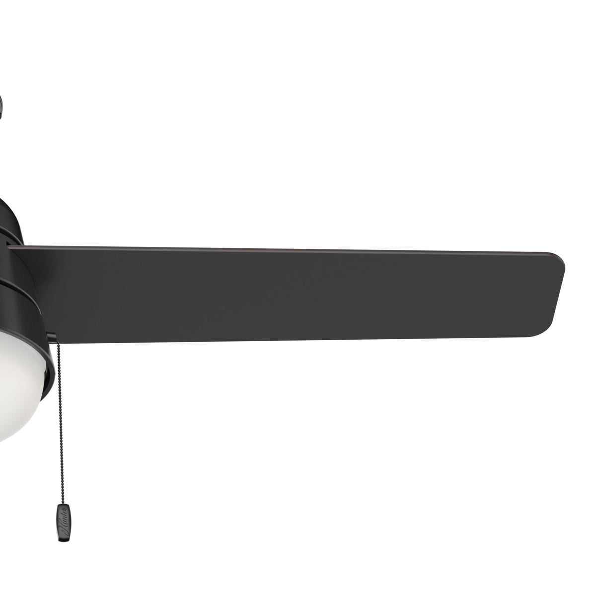 52 inch Aker Matte Black Damp Rated Ceiling Fan with LED Light Kit and Pull Chain