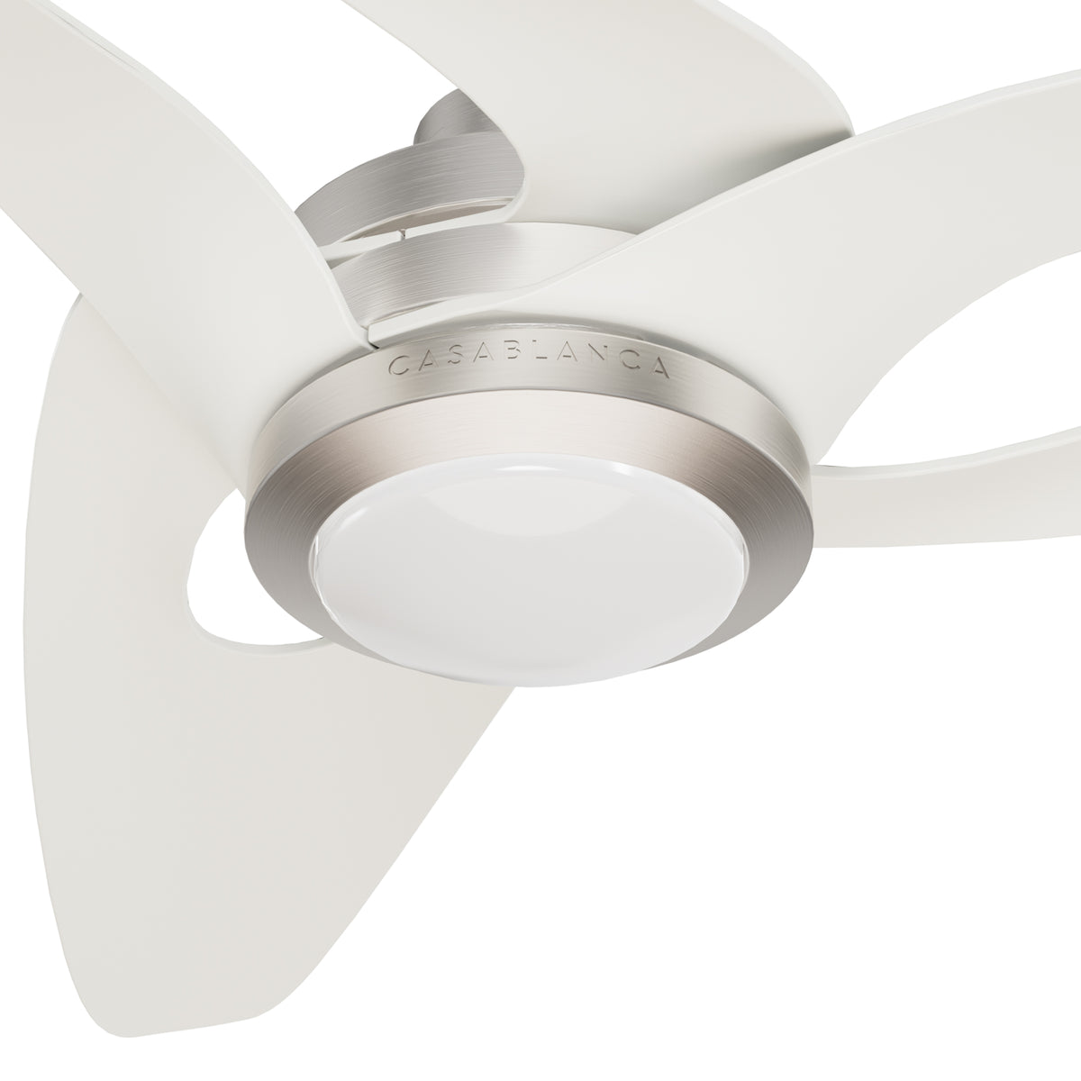 Casablanca 60 inch Inez ENERGY STAR® Brushed Nickel Damp Rated Ceiling Fan with LED Light Kit and Wall Control and Handheld Remote
