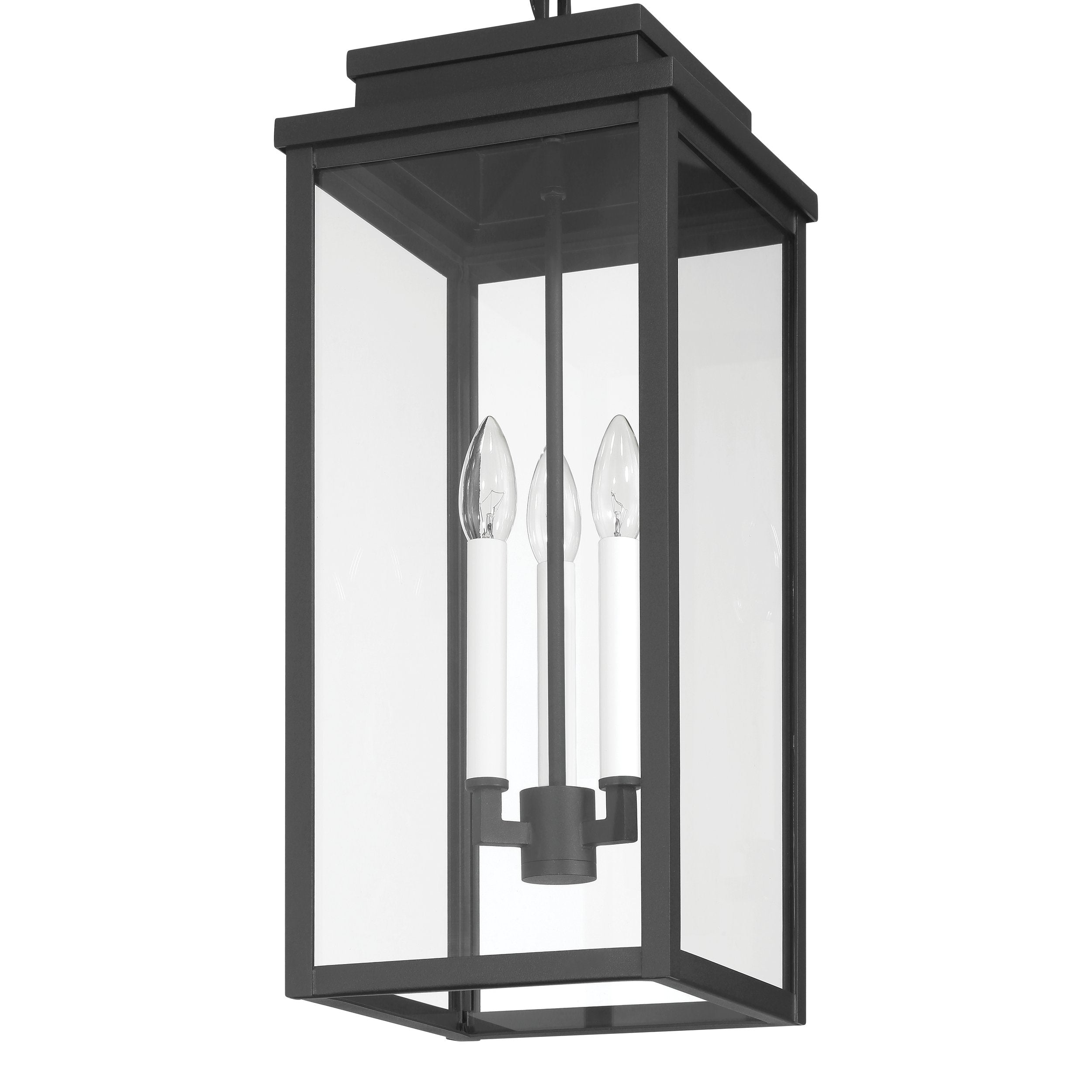 Hillside 9-inch 3-light Textured Black Exterior Pendant Light with Clear Glass