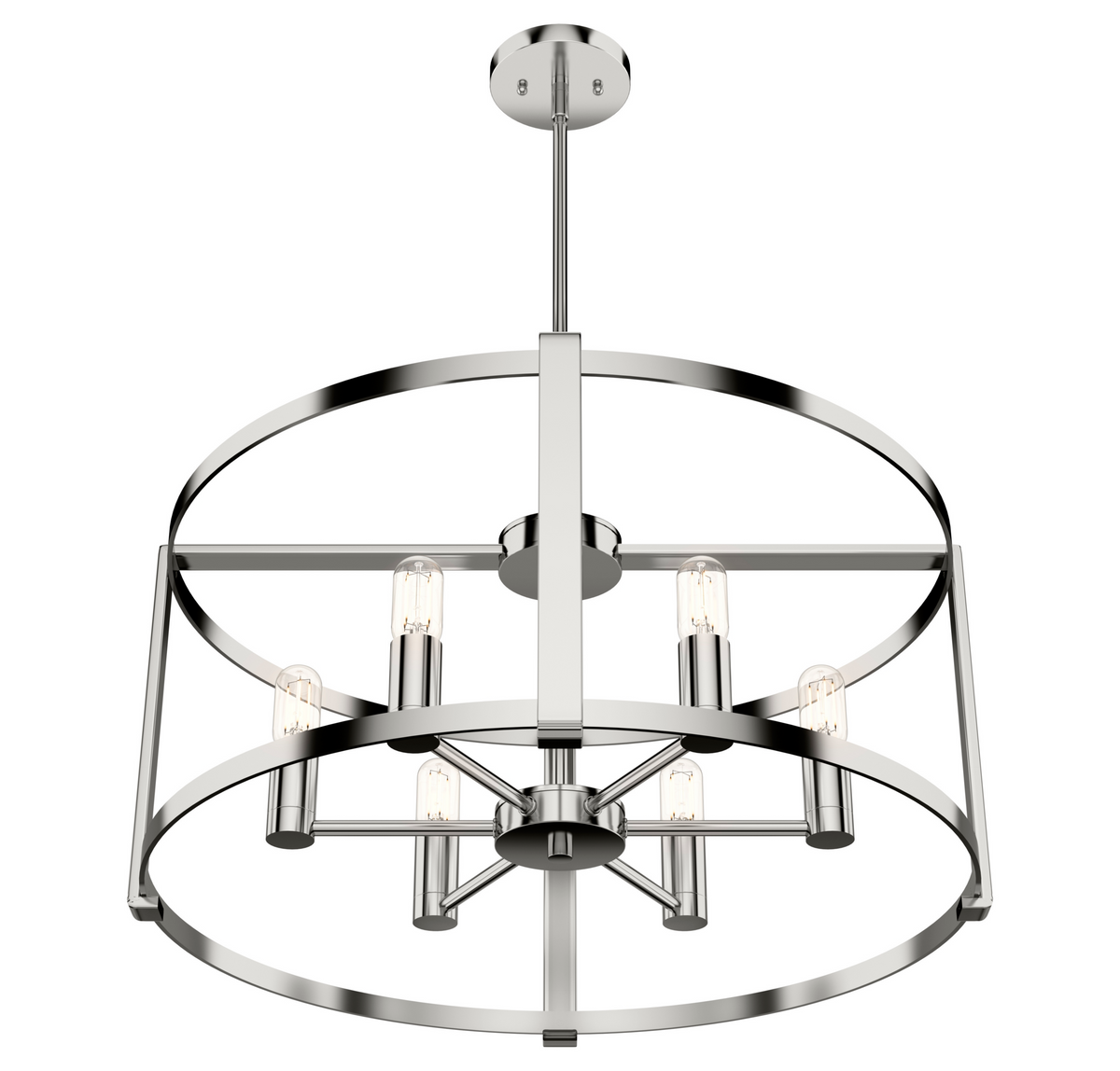 Astwood 26-inch 6-light Polished Nickel Drum Chandelier with Clear Glass