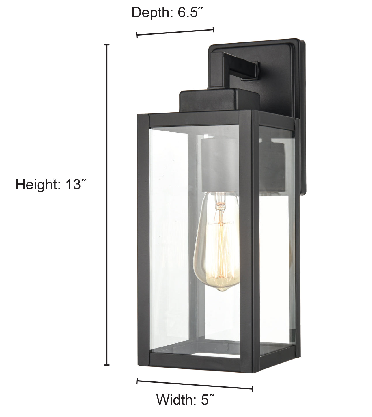5'' Powder Coated Black 1 Light Wall Sconce