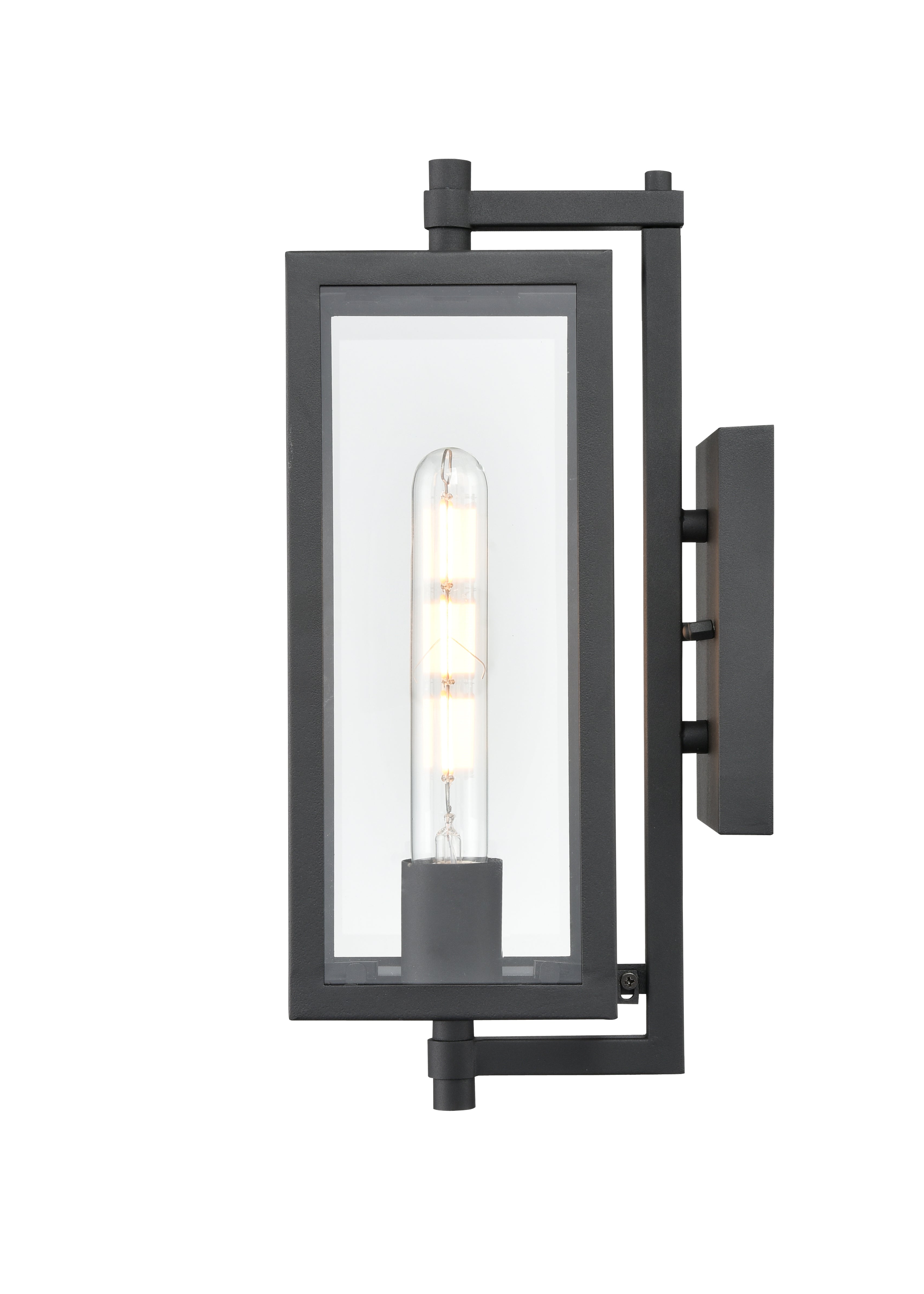 14-inch Messi Textured Black 1-Light Outdoor Wall Sconce