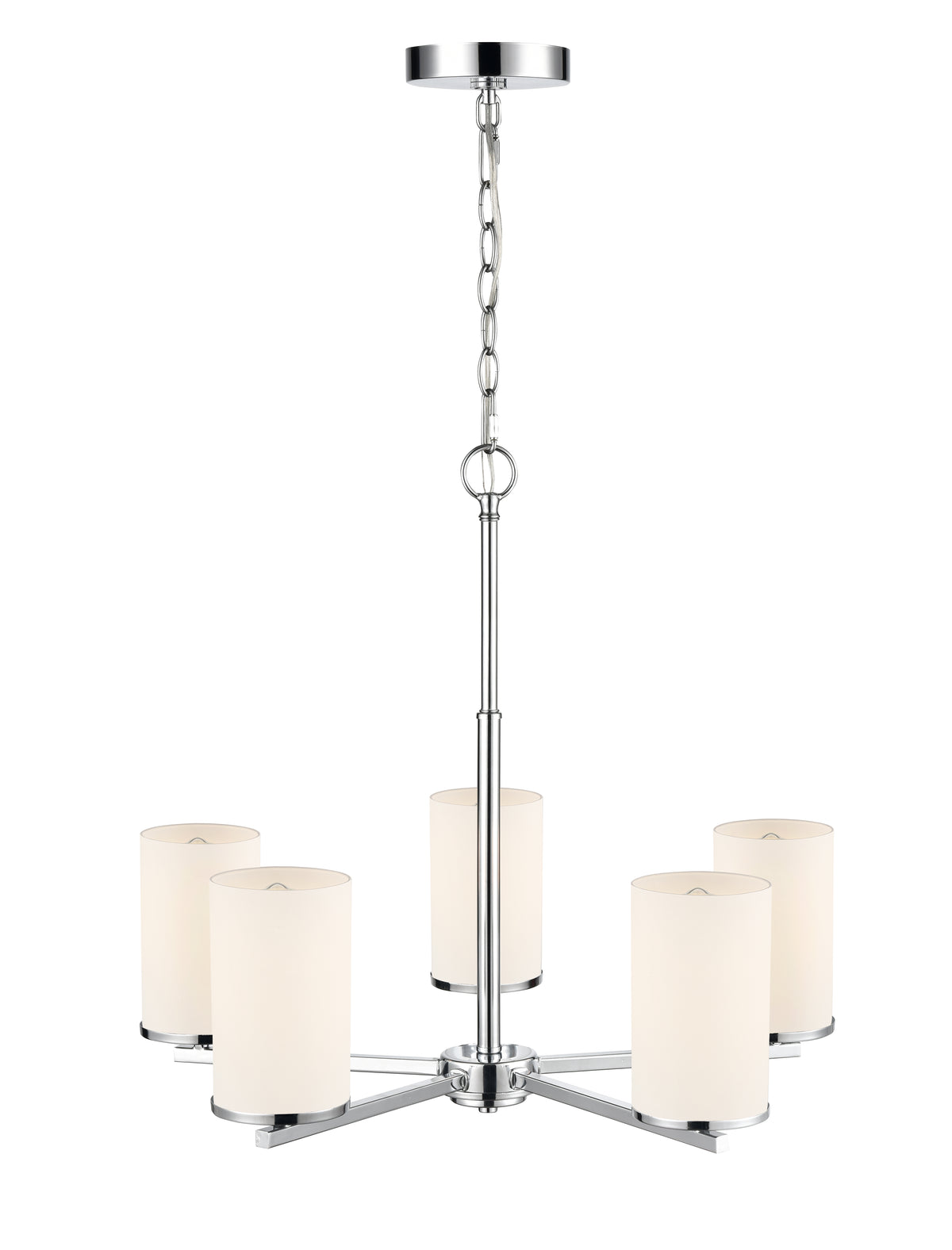 24-inch Verlana Chrome 5-Light Etched White Glass Chandelier