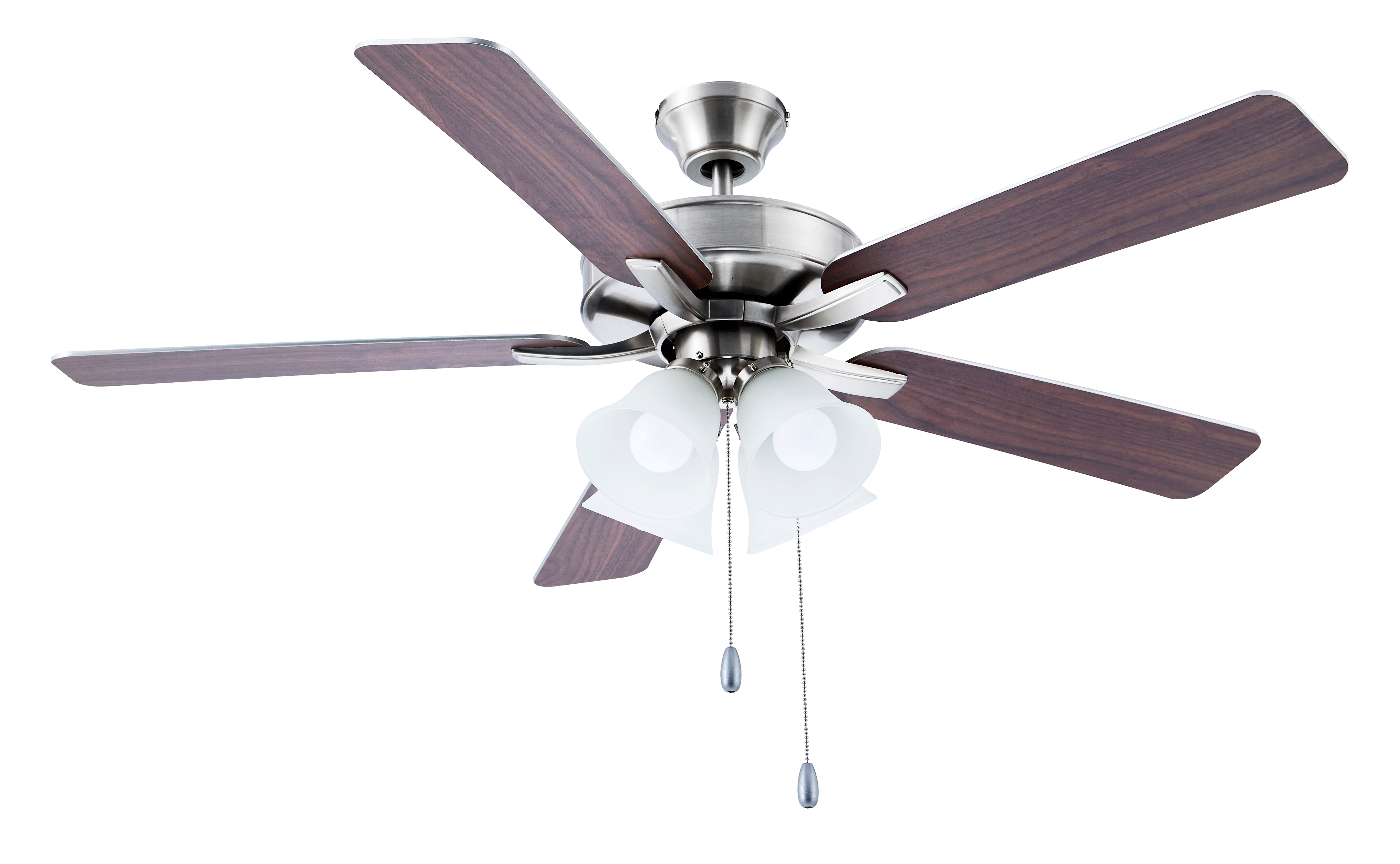52 Inch Marisella AC Brushed Nickel Indoor Ceiling Fan 5-Blade 4 Lights Reversible