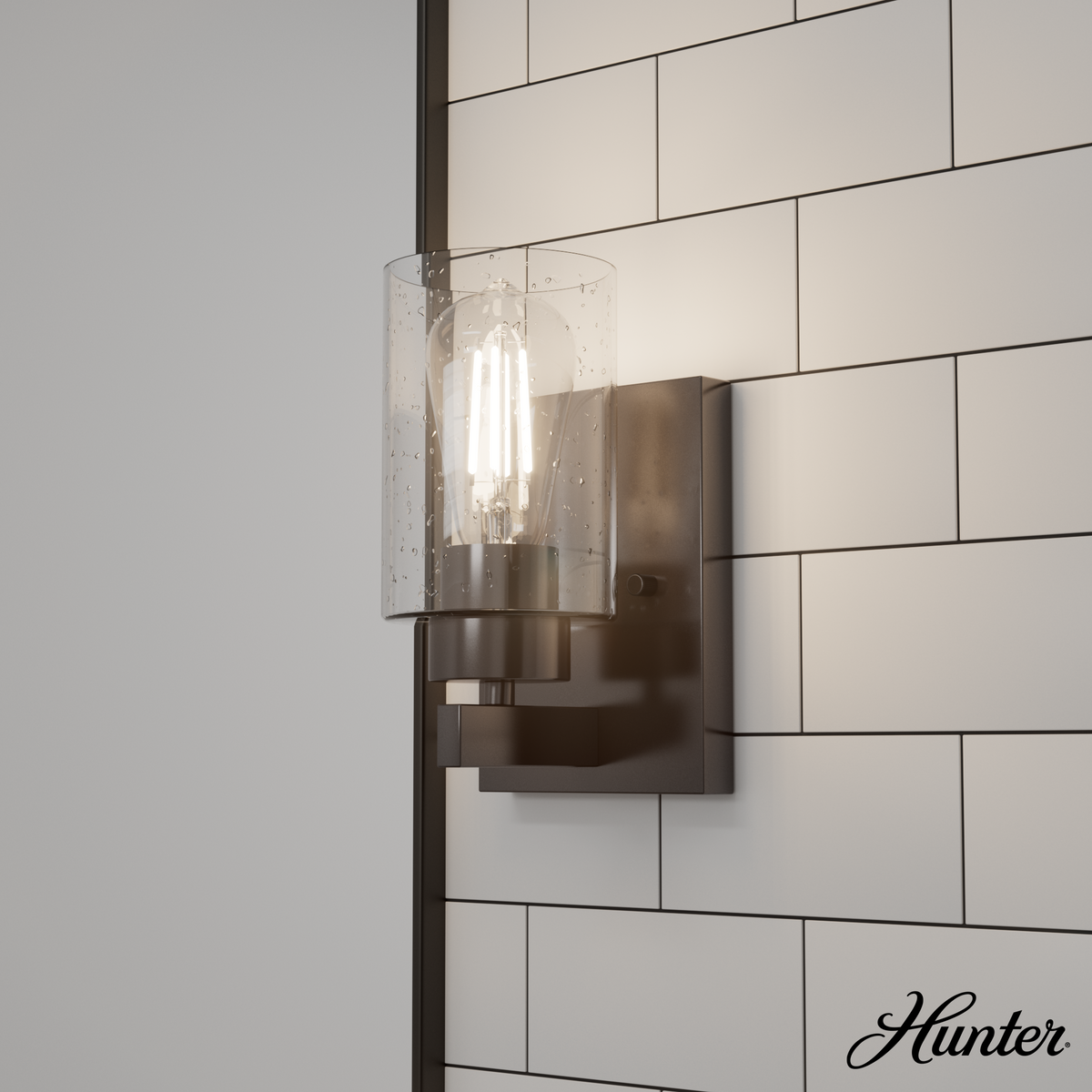 Hartland 9-inch 1-light Noble Bronze Wall Sconce with Seeded Glass