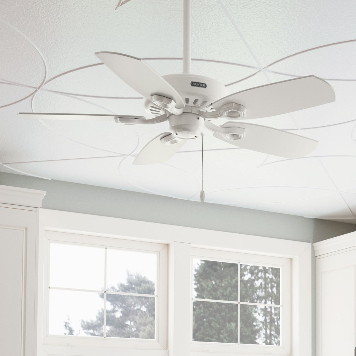 42 inch Builder Elite Fresh White Ceiling Fan and Pull Chain
