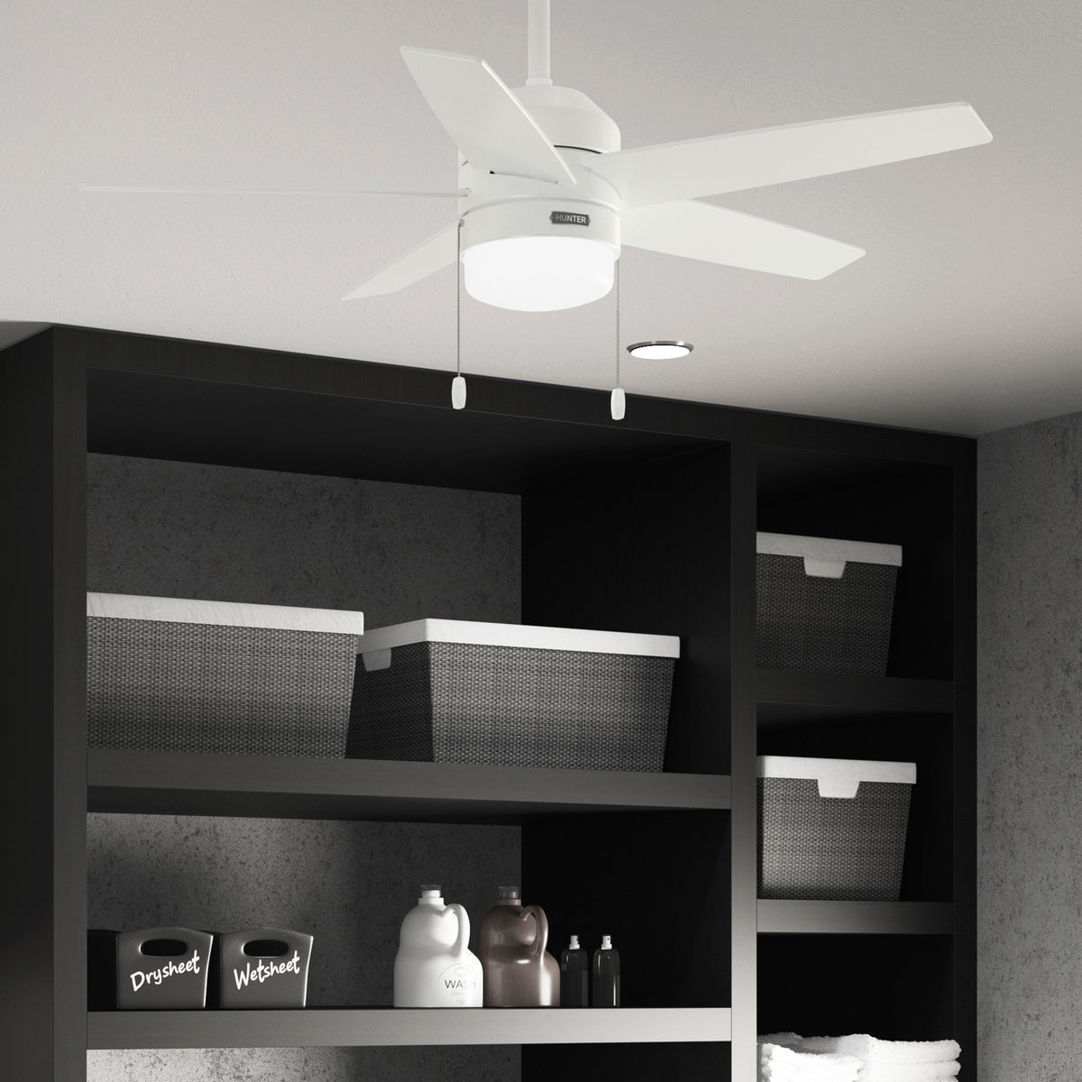 44 inch Bardot Fresh White Ceiling Fan with LED Light Kit and Pull Chain