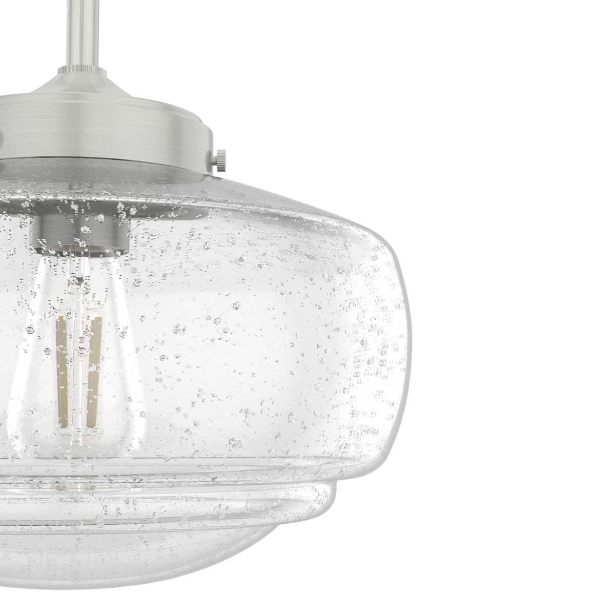 Saddle Creek 10-inch 1-light Brushed Nickel Schoolhouse Pendant with Seeded Glass