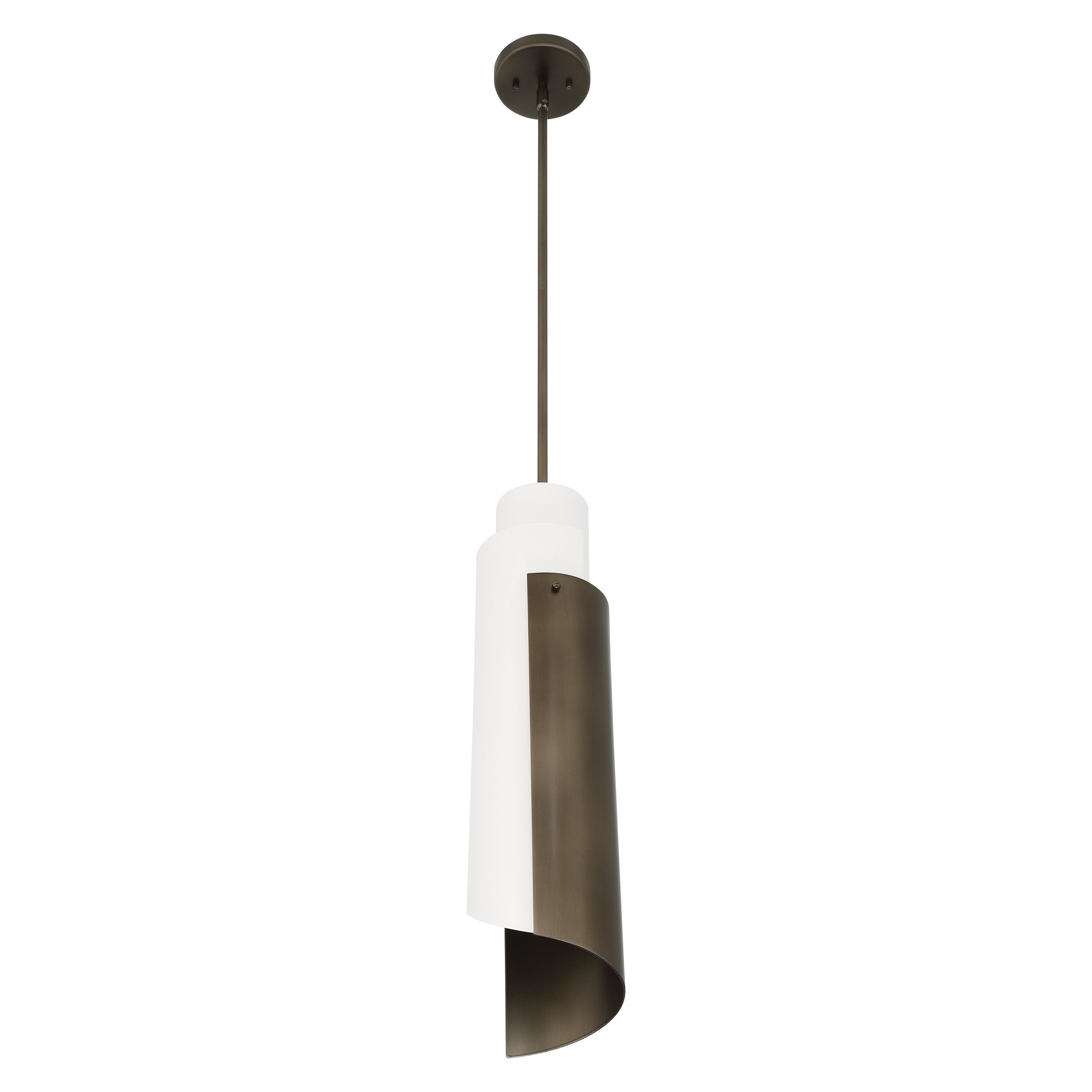Enzio 6-inch 1-light Forged Bronze Pendant Light with Forged Bronze and Matte White Metal Shade