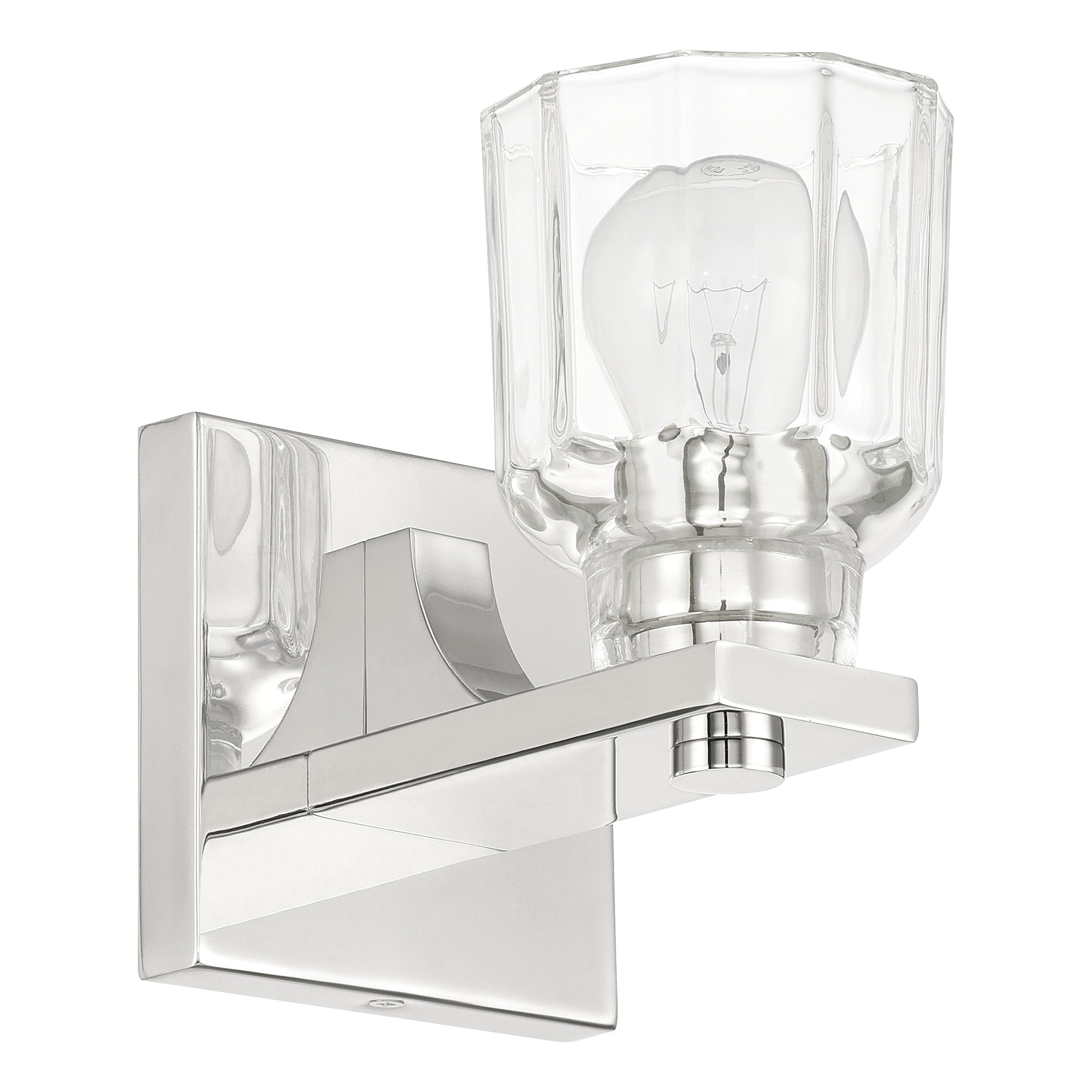 Dryden 5-inch 1-light Polished Nickel Vanity Light with Clear Ribbed Glass Shade