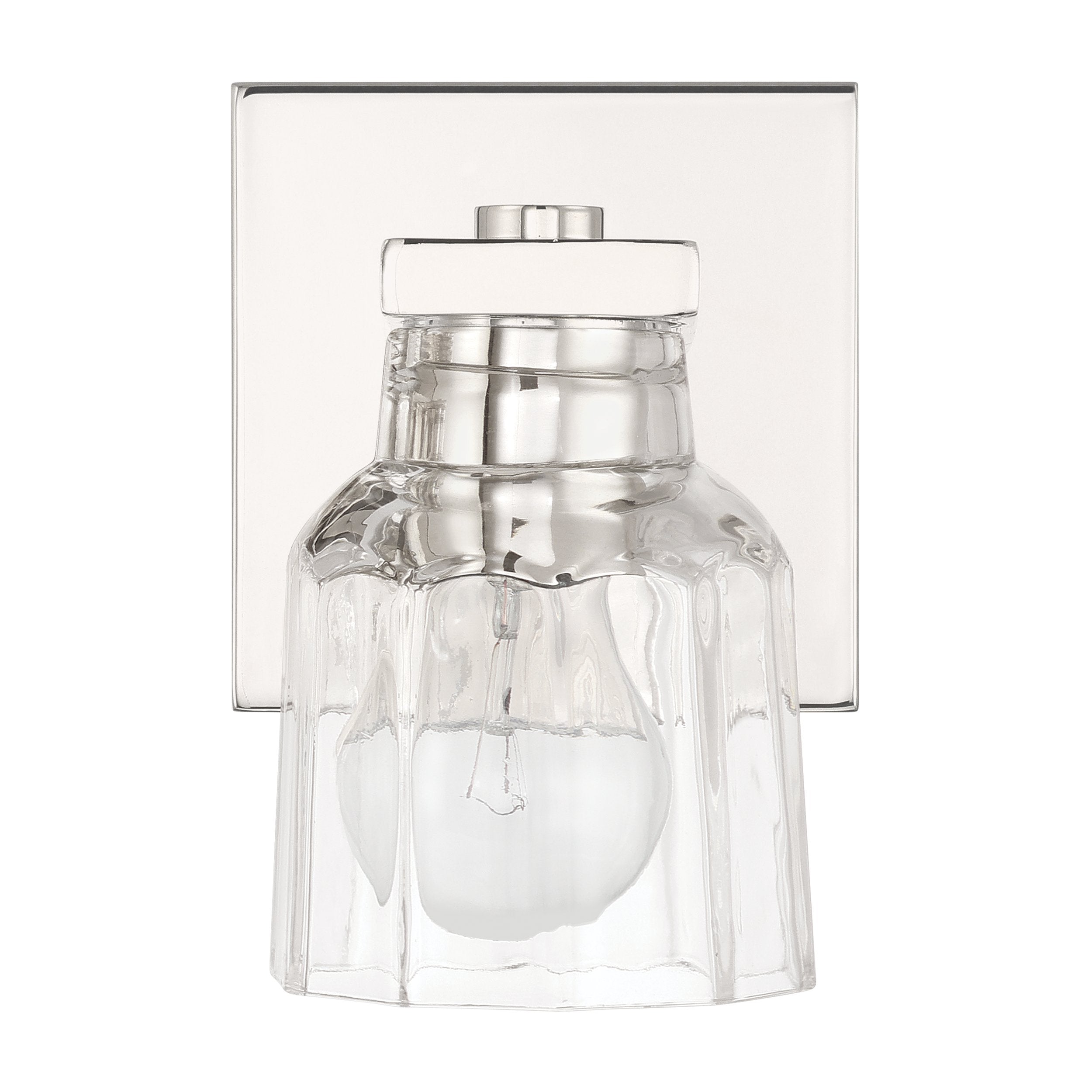 Dryden 5-inch 1-light Polished Nickel Vanity Light with Clear Ribbed Glass Shade