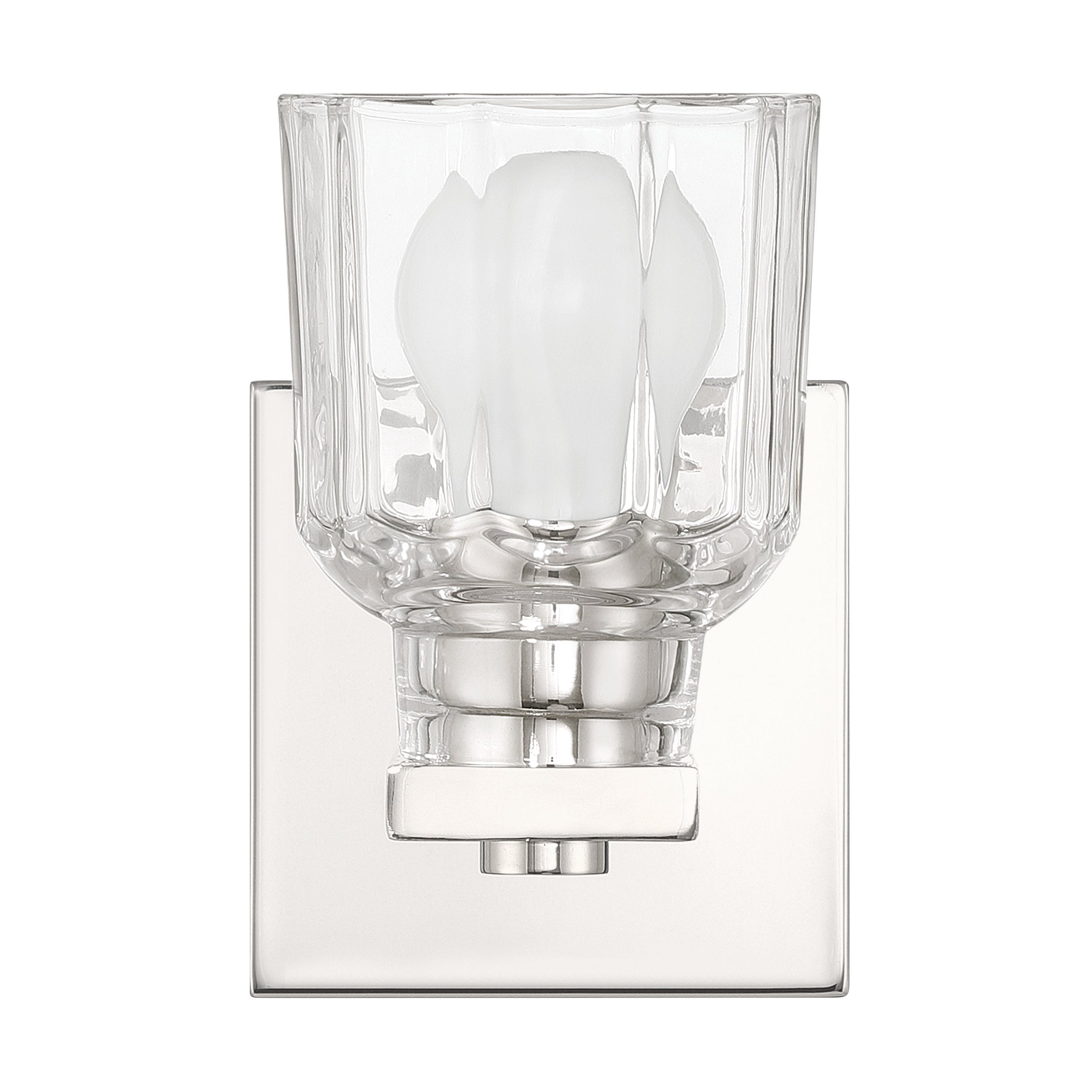 Dryden 5-inch 1-light Polished Nickel Vanity Light with Clear Ribbed Glass Shade