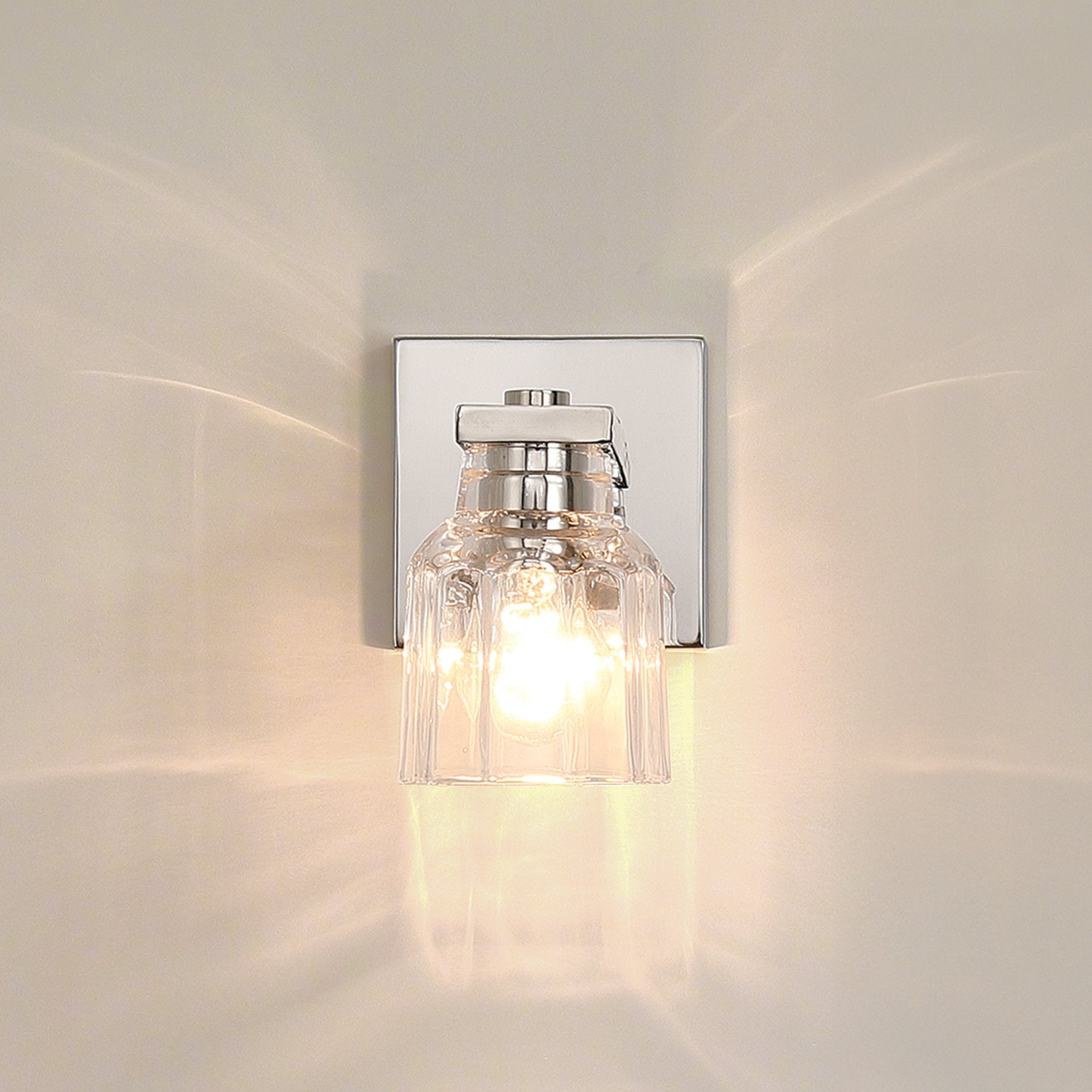 Dryden 5-inch 1-light Polished Nickel Vanity Light with Clear Ribbed Glass Shade