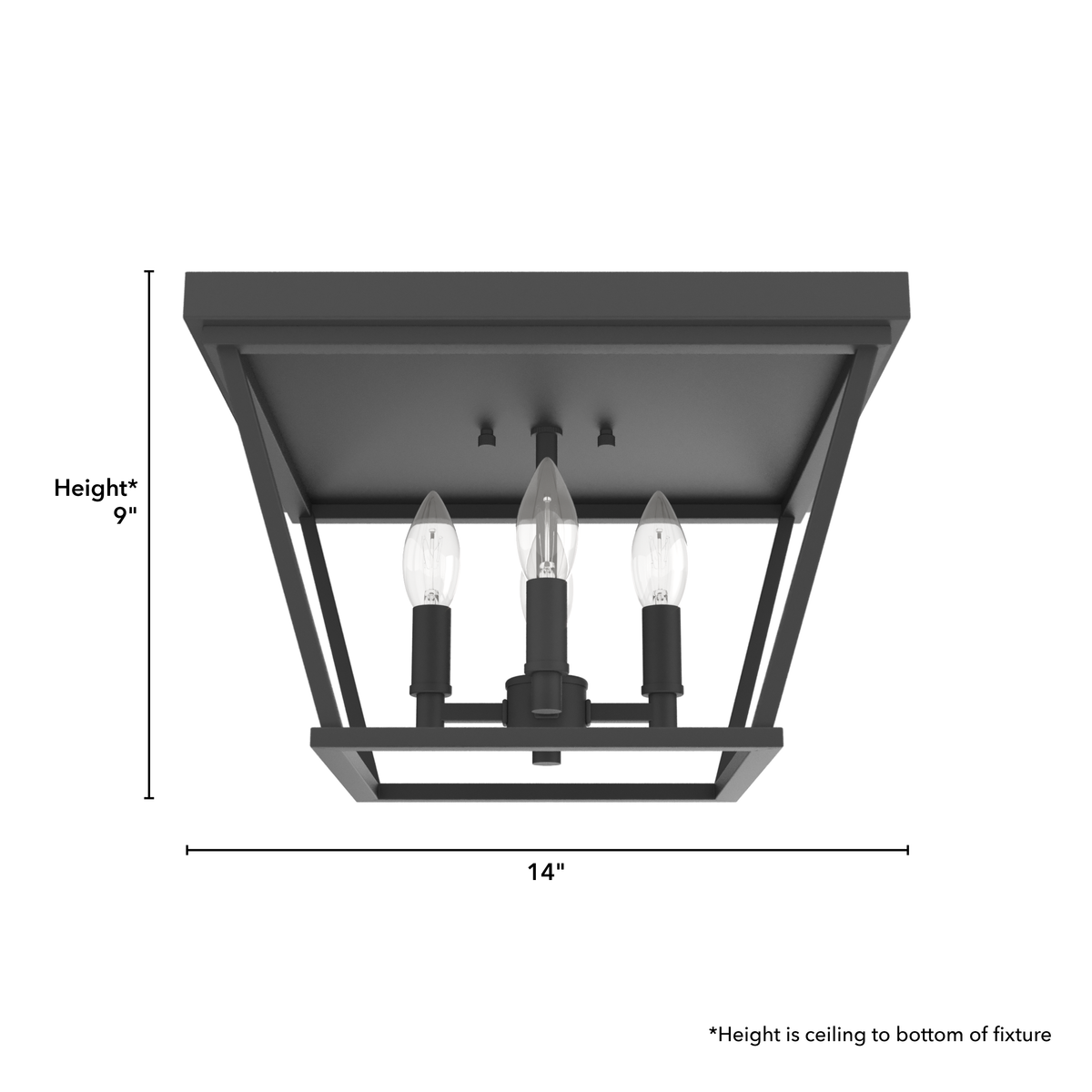 Laurel Ridge 14-inch 4-light Natural Black Iron Flush Mount Ceiling Light