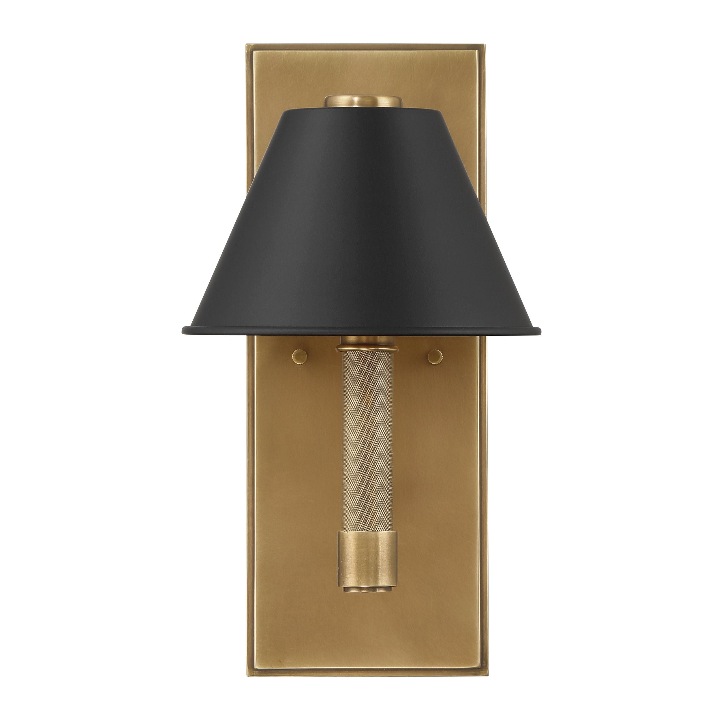 Mcgill 13-inch 1-light Natural Brass Wall Sconce with Matte Black and Gold Metal Shade