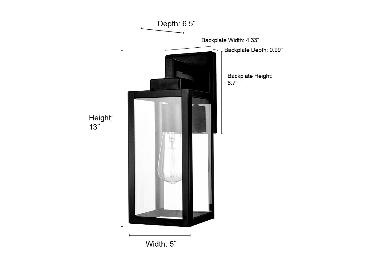 5'' Powder Coated Black 1 Light Wall Sconce