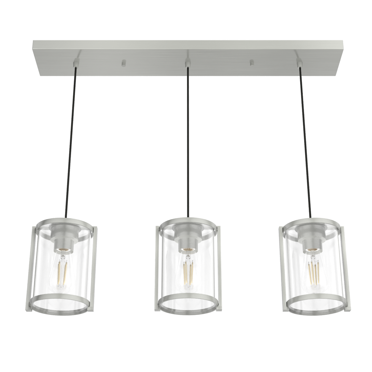 Astwood 28.5-inch 3-light Brushed Nickel Linear Pendant Cluster with Clear Glass