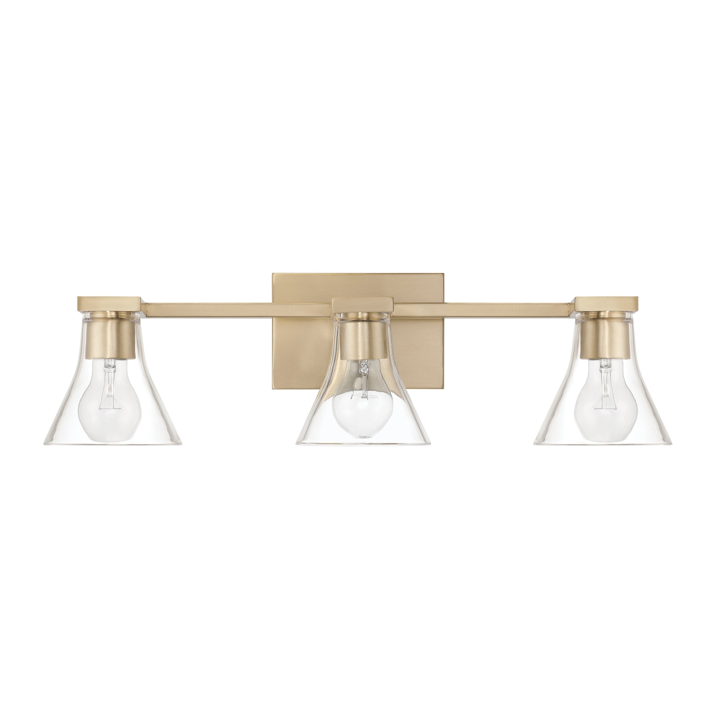 Gilford 24-inch 3-light Champagne Gold Vanity Light with Clear Glass Shades