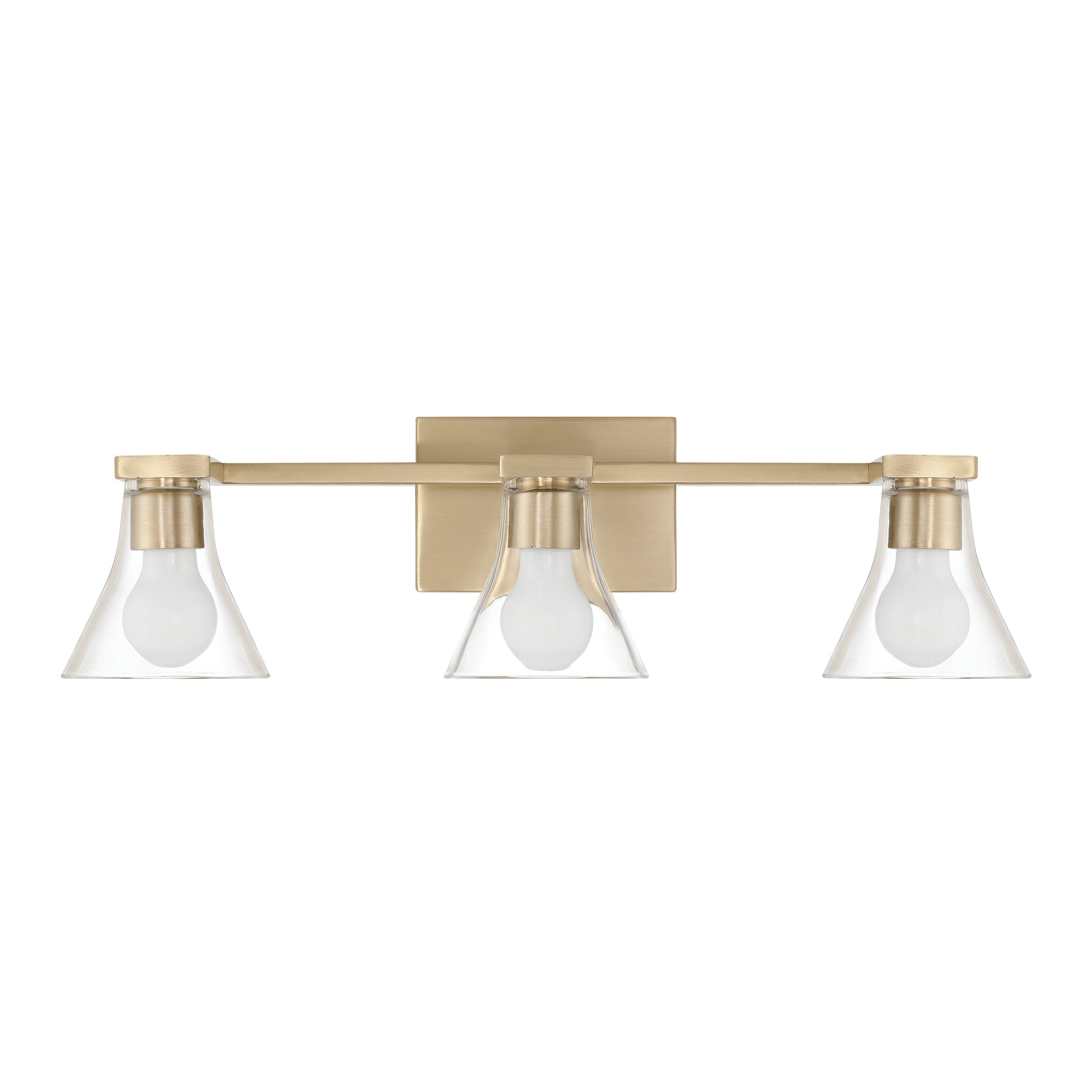 Gilford 24-inch 3-light Champagne Gold Vanity Light with Clear Glass Shades