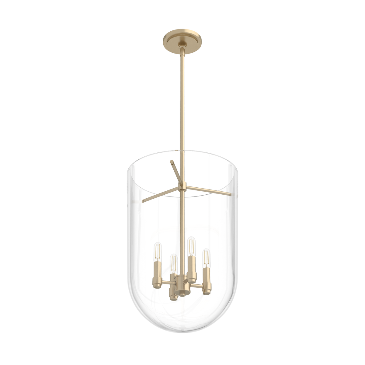 Sacha 14-inch 4-light Alturas Gold Lantern Pendant with Clear Glass