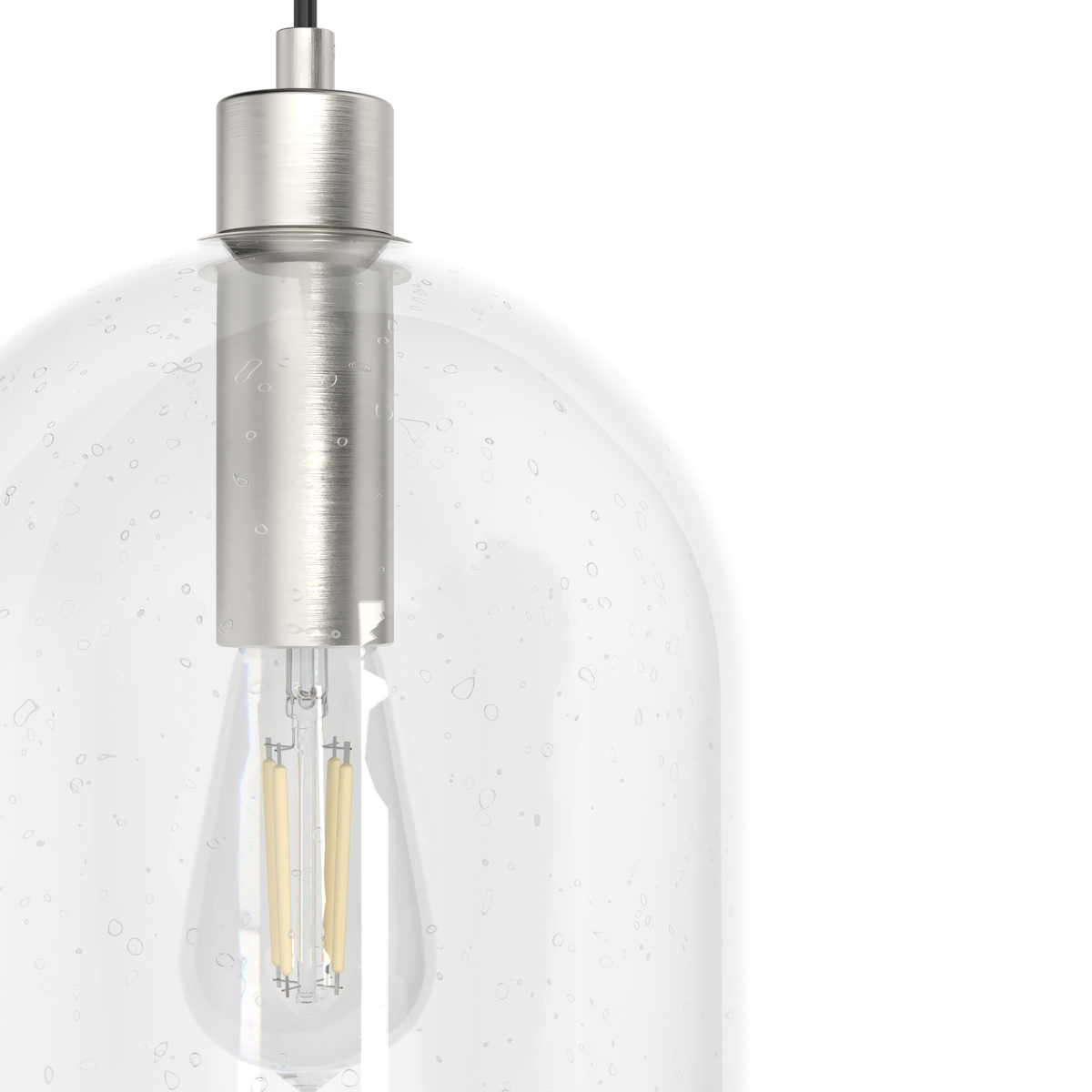 Lochemeade 9-inch 1-light Brushed Nickel Pendant with Clear Seeded Glass