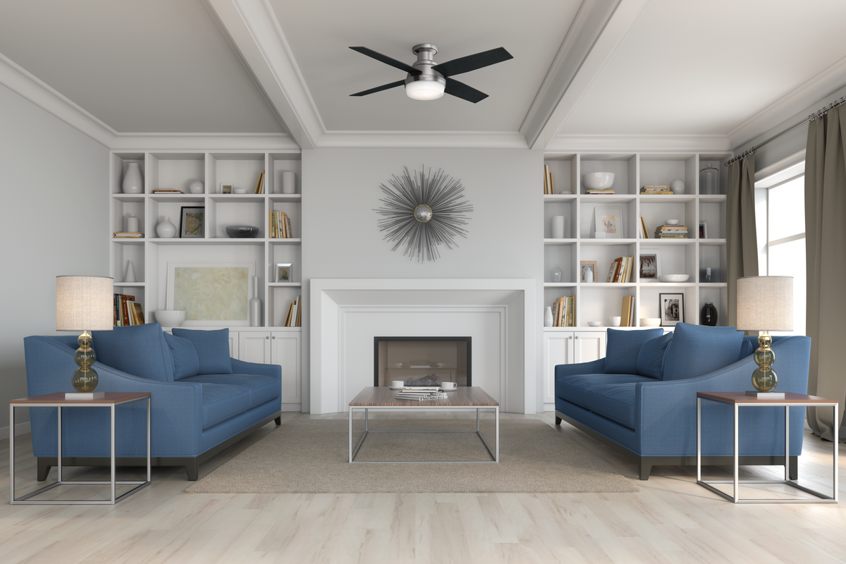 52 inch Dempsey Brushed Nickel Low Profile Ceiling Fan with LED Light Kit and Handheld Remote